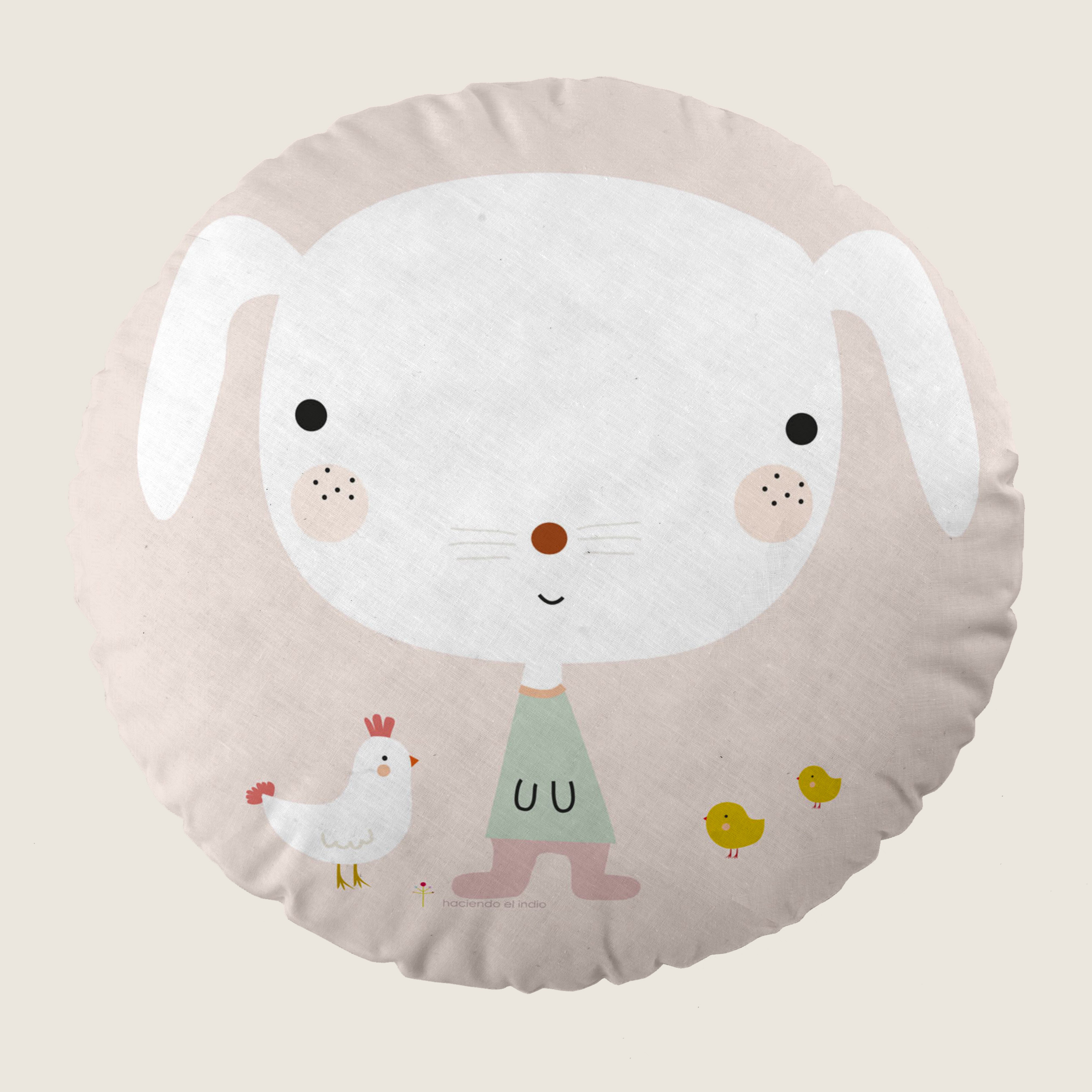 COJÍN REDONDO INFANTIL ESTAMPADO GRANJA