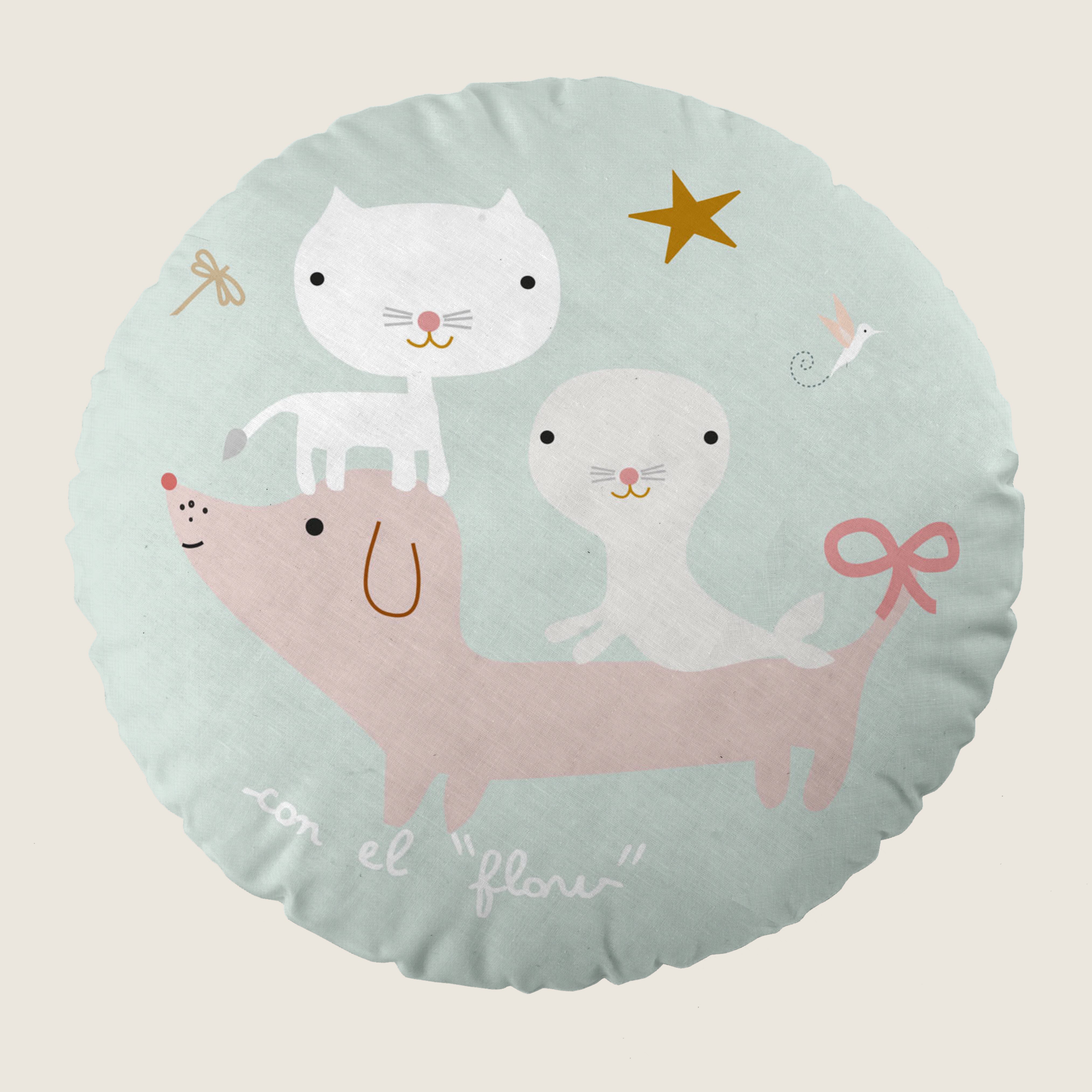 COJÍN REDONDO INFANTIL ESTAMPADO PATINADORA