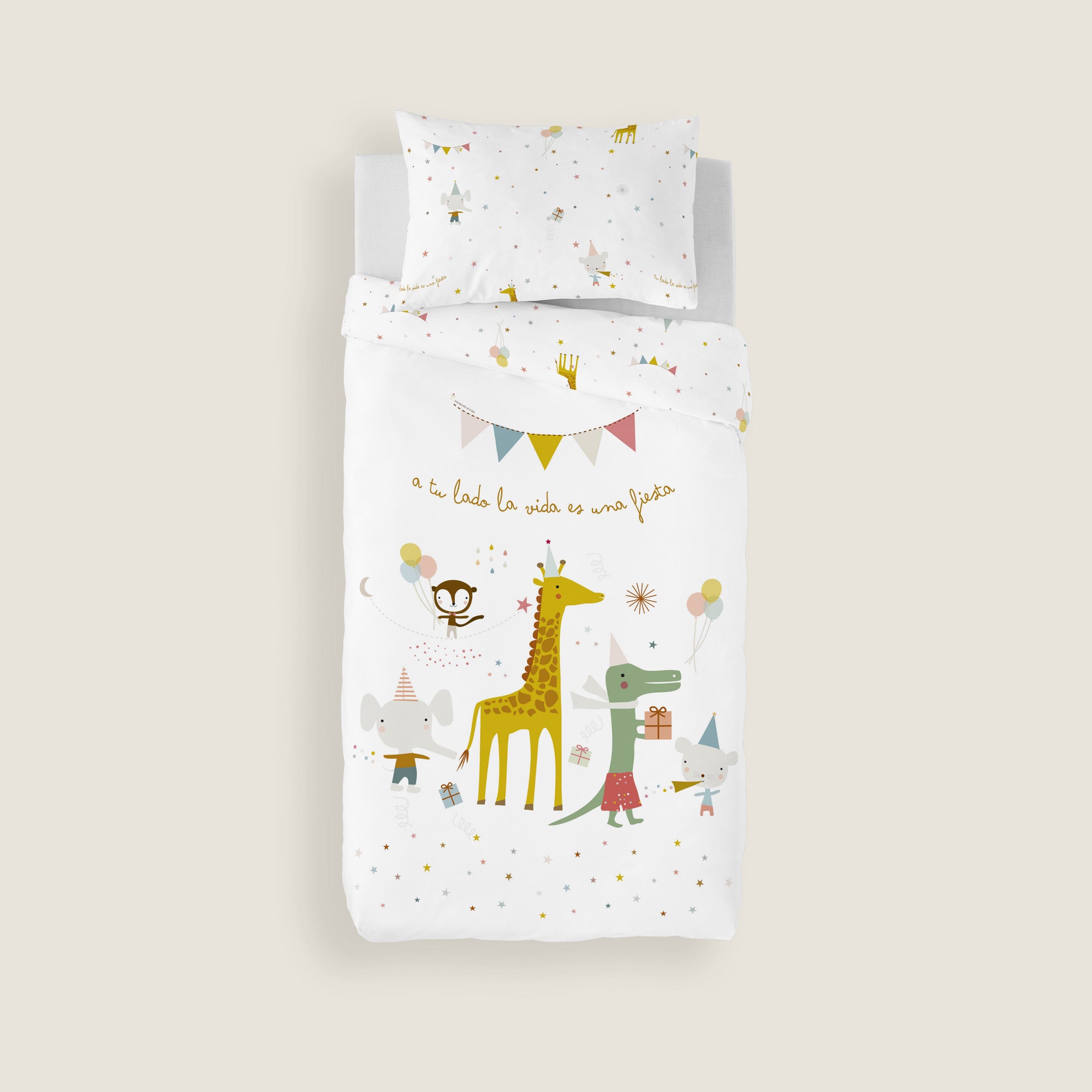 COPRIPIUMINO REVERSIBILE STAMPATO PER BAMBINI FIESTA 100% COTONE
