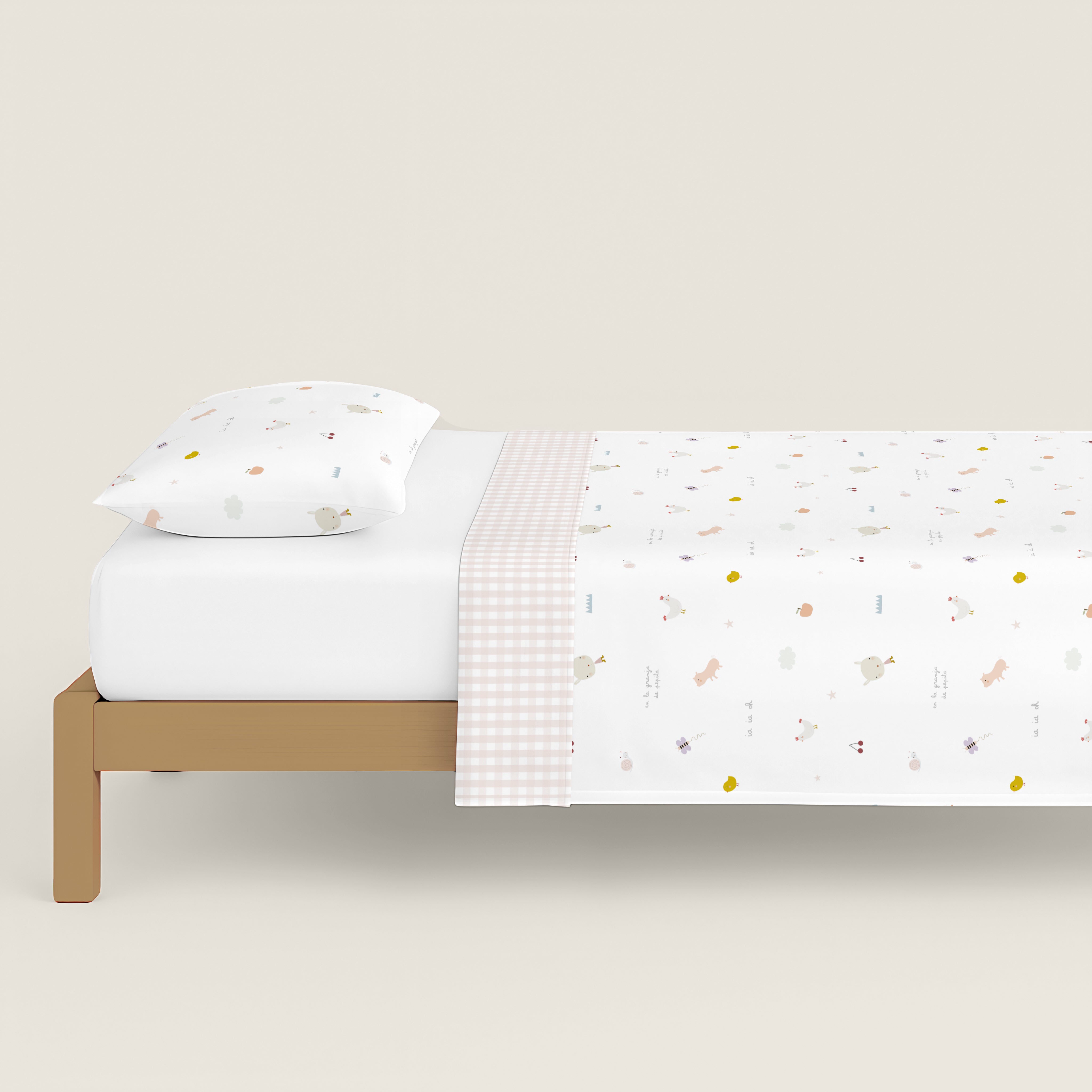 COPRIPIUMINO REVERSIBILE STAMPATO PER BAMBINI FATTORIA 100% COTONE