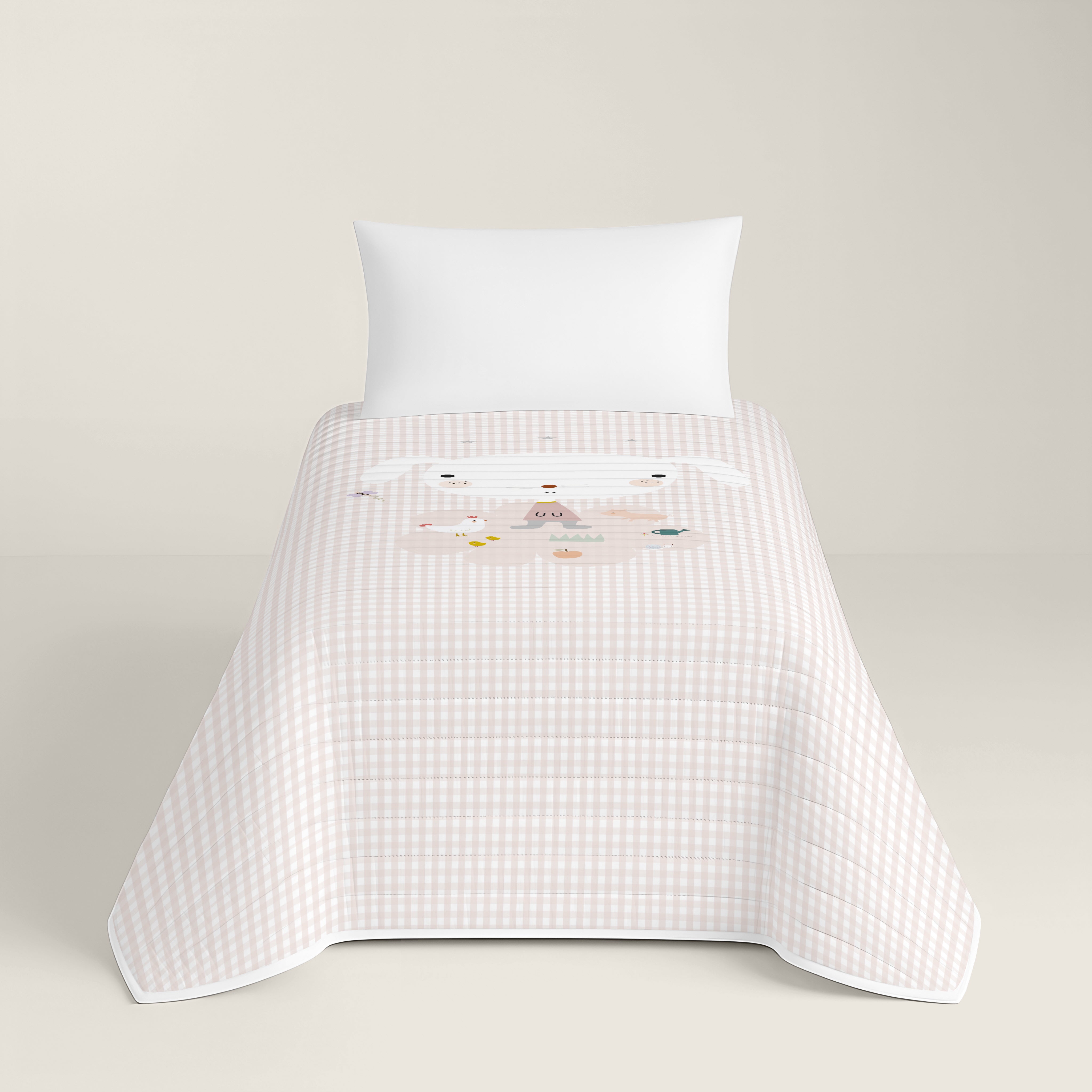 COPRILETTO BOUTIS REVERSIBILE STAMPATO PER BAMBINI FATTORIA 100% COTONE