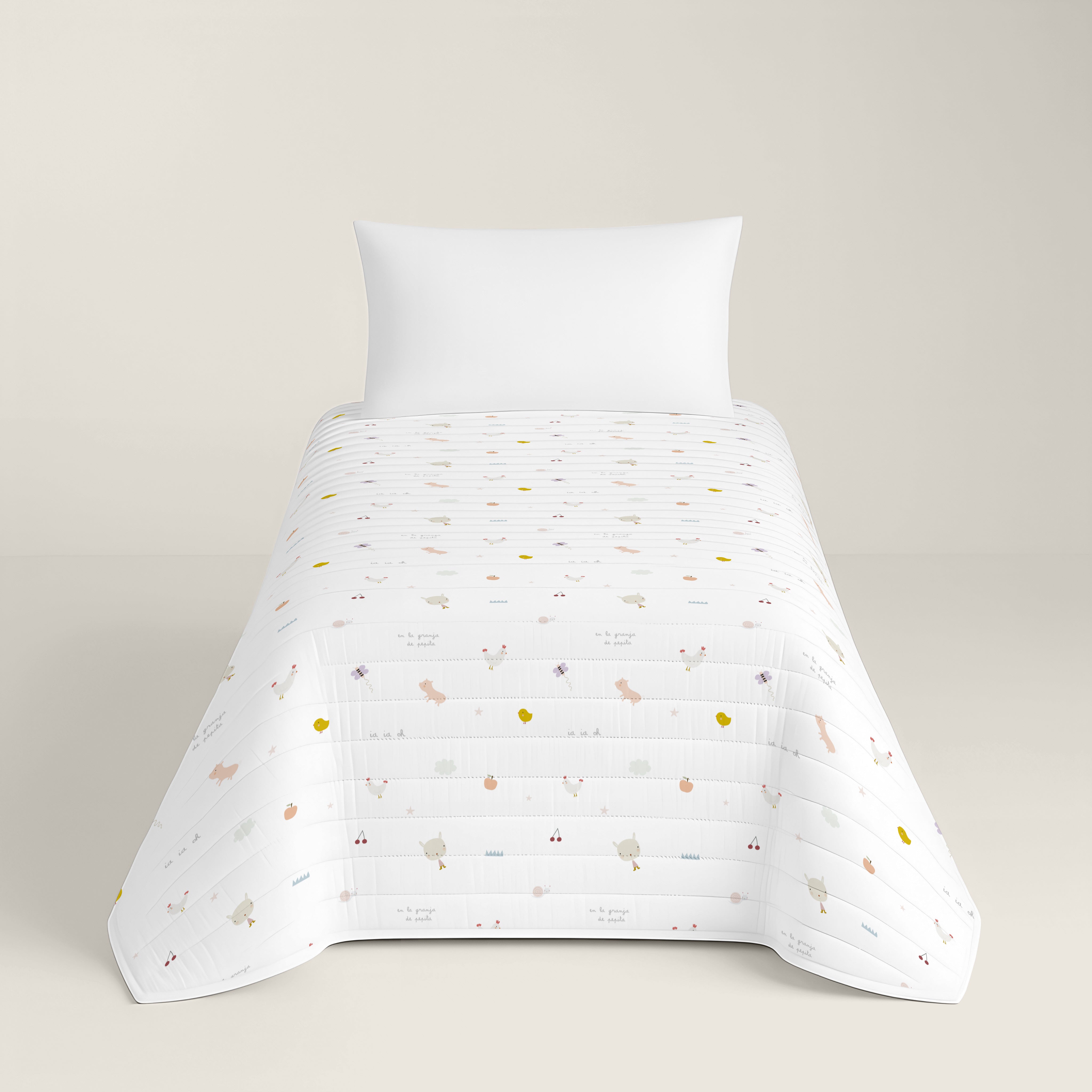 COPRILETTO BOUTIS REVERSIBILE STAMPATO PER BAMBINI FATTORIA 100% COTONE