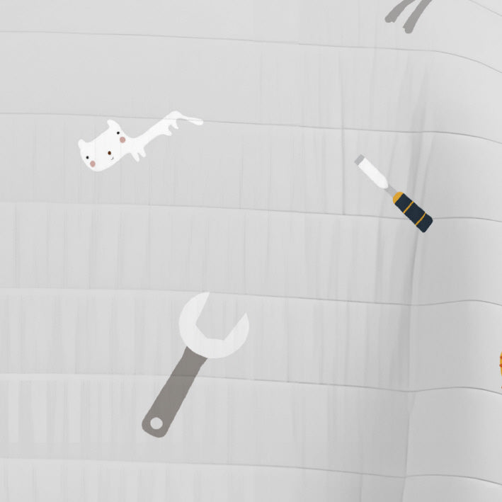 COLCHA BOUTI REVERSIBLE ESTAMPADA INFANTIL HERRAMIENTAS 100% ALGODÓN