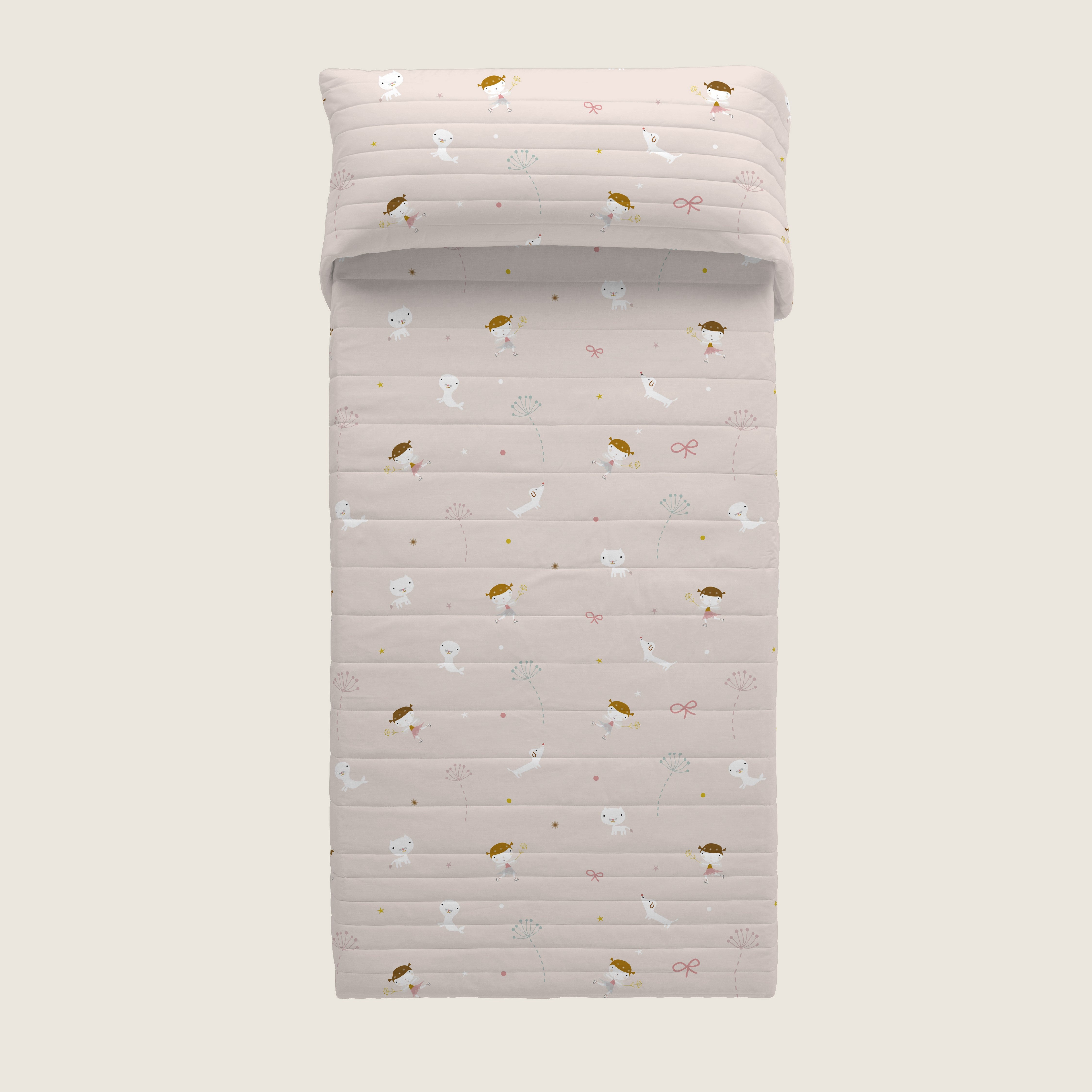 COPRILETTO BOUTI REVERSIBILE STAMPATO PER BAMBINI PATTINATRICE 100% COTONE