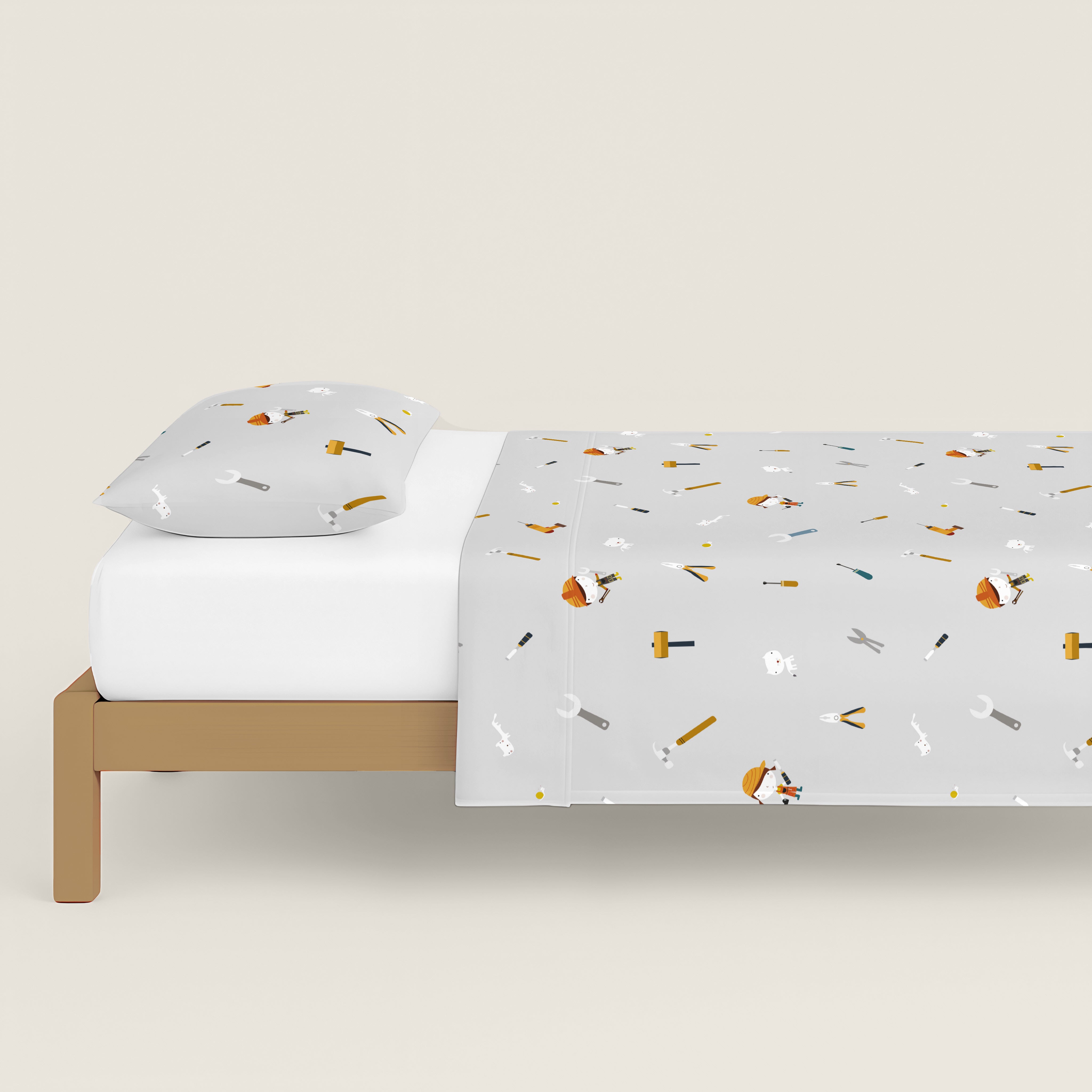 COMPLETO LENZUOLA STAMPATE BAMBINO UTENSILI B 100% COTONE