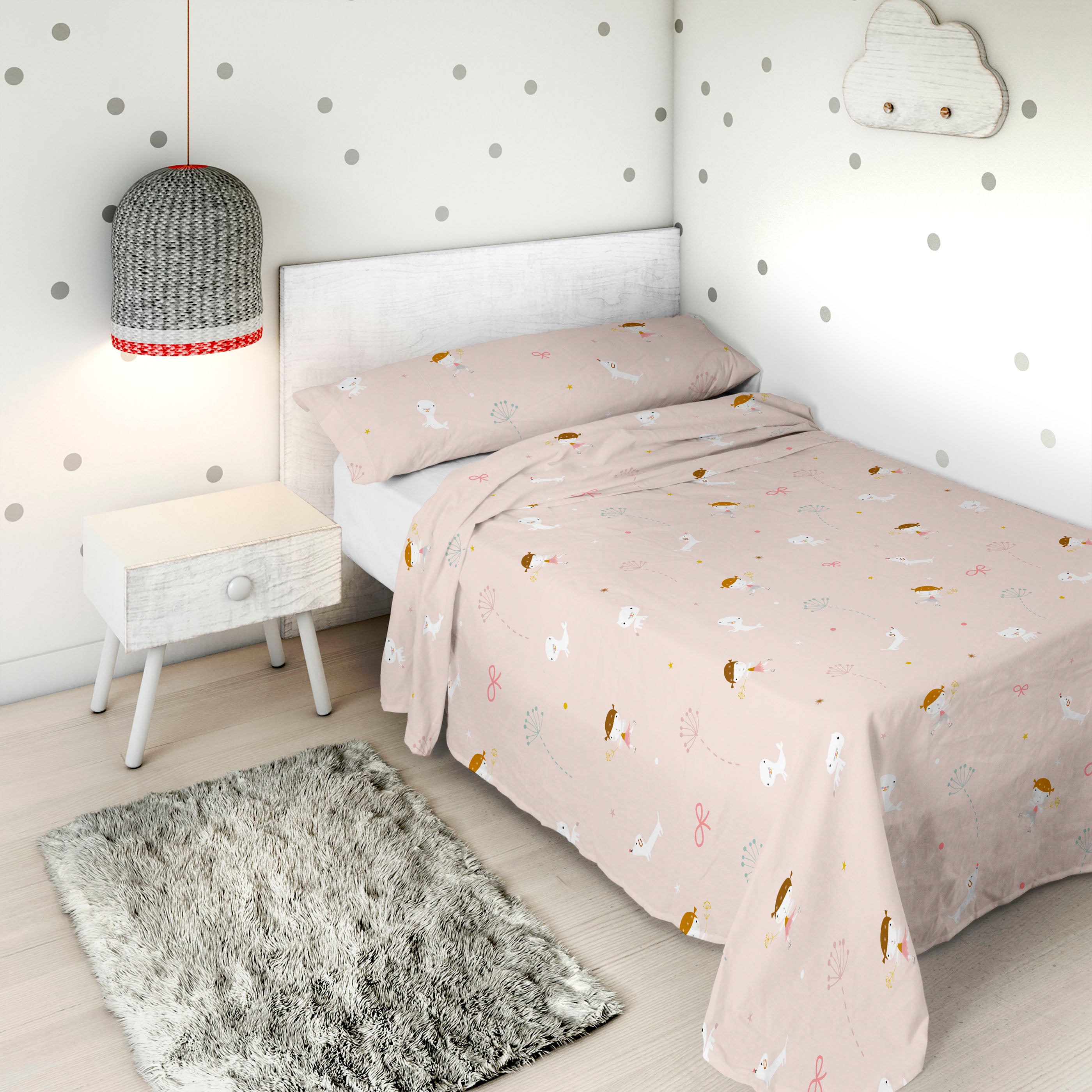 COMPLETO LENZUOLA STAMPATE BAMBINA PATTINATRICE B 100% COTONE