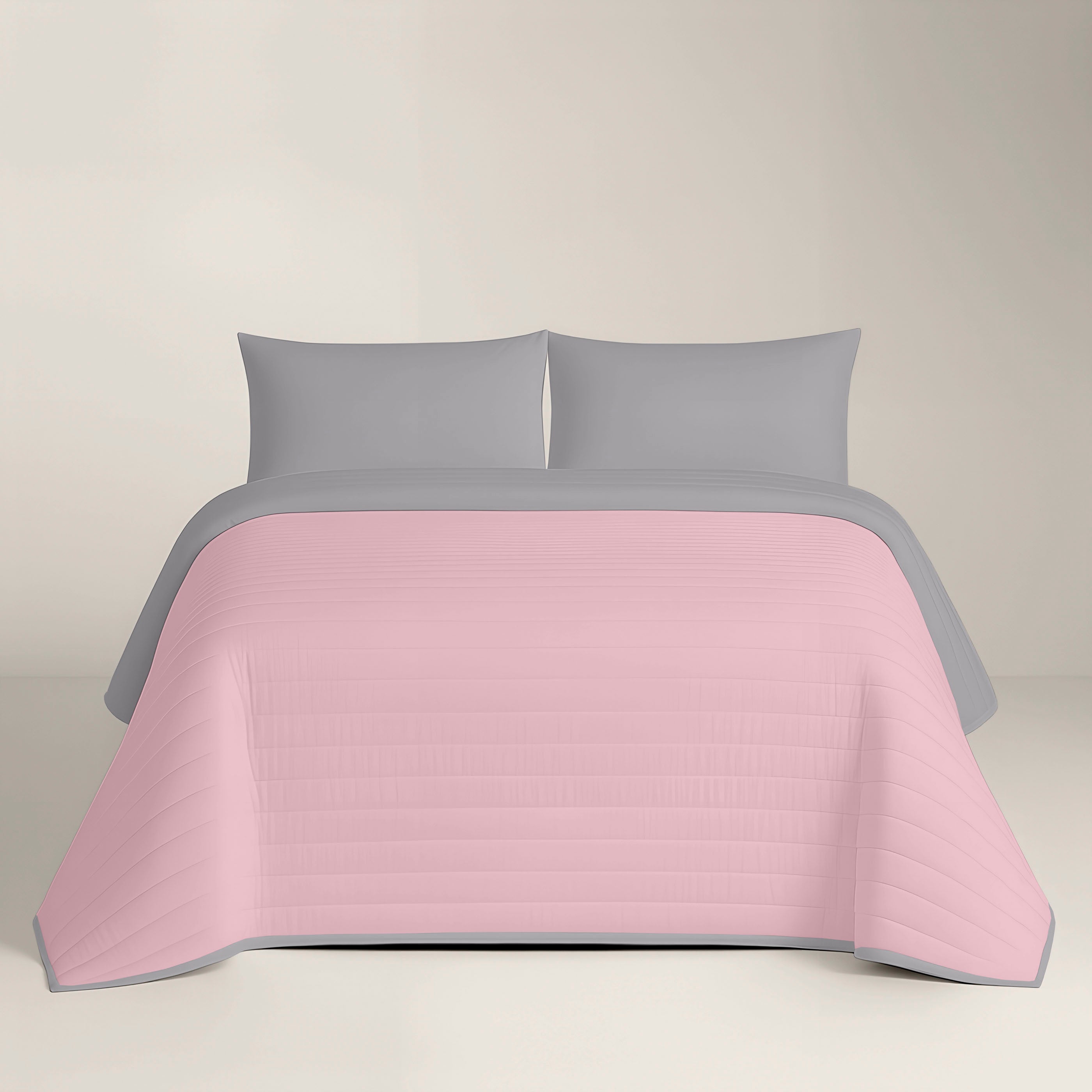 COLCHA BOUTI BICOLOR ROSA VIEJO/GRIS L.807