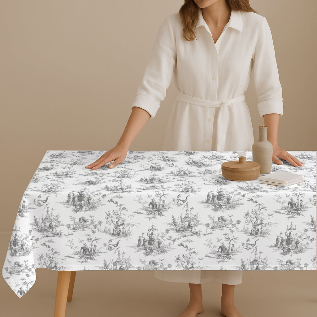 MANTEL ESTAMPADO ANTIMANCHAS SIAM BLACK
