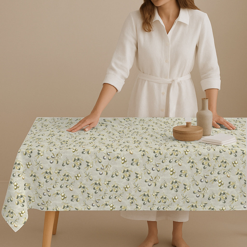 MANTEL ESTAMPADO ANTIMANCHAS AYNI BEIGE