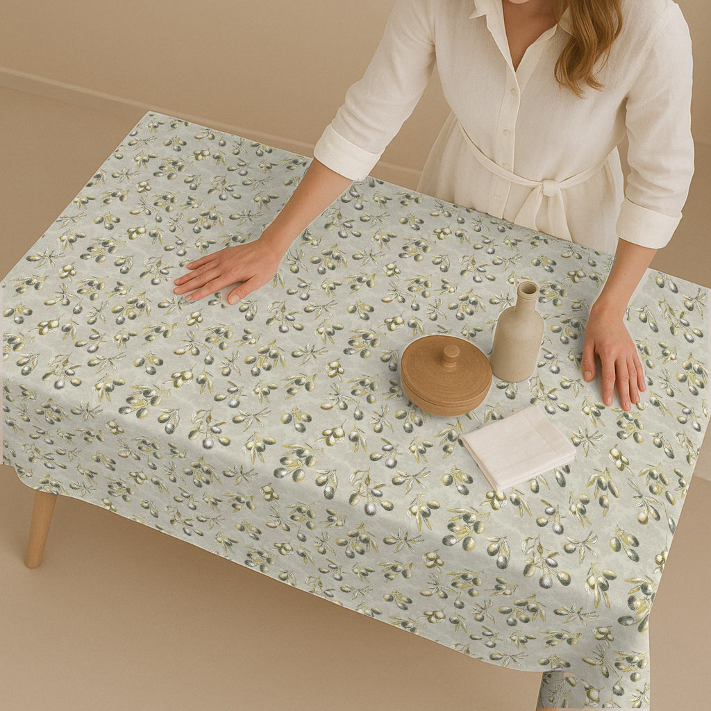 MANTEL ESTAMPADO ANTIMANCHAS AYNI BEIGE