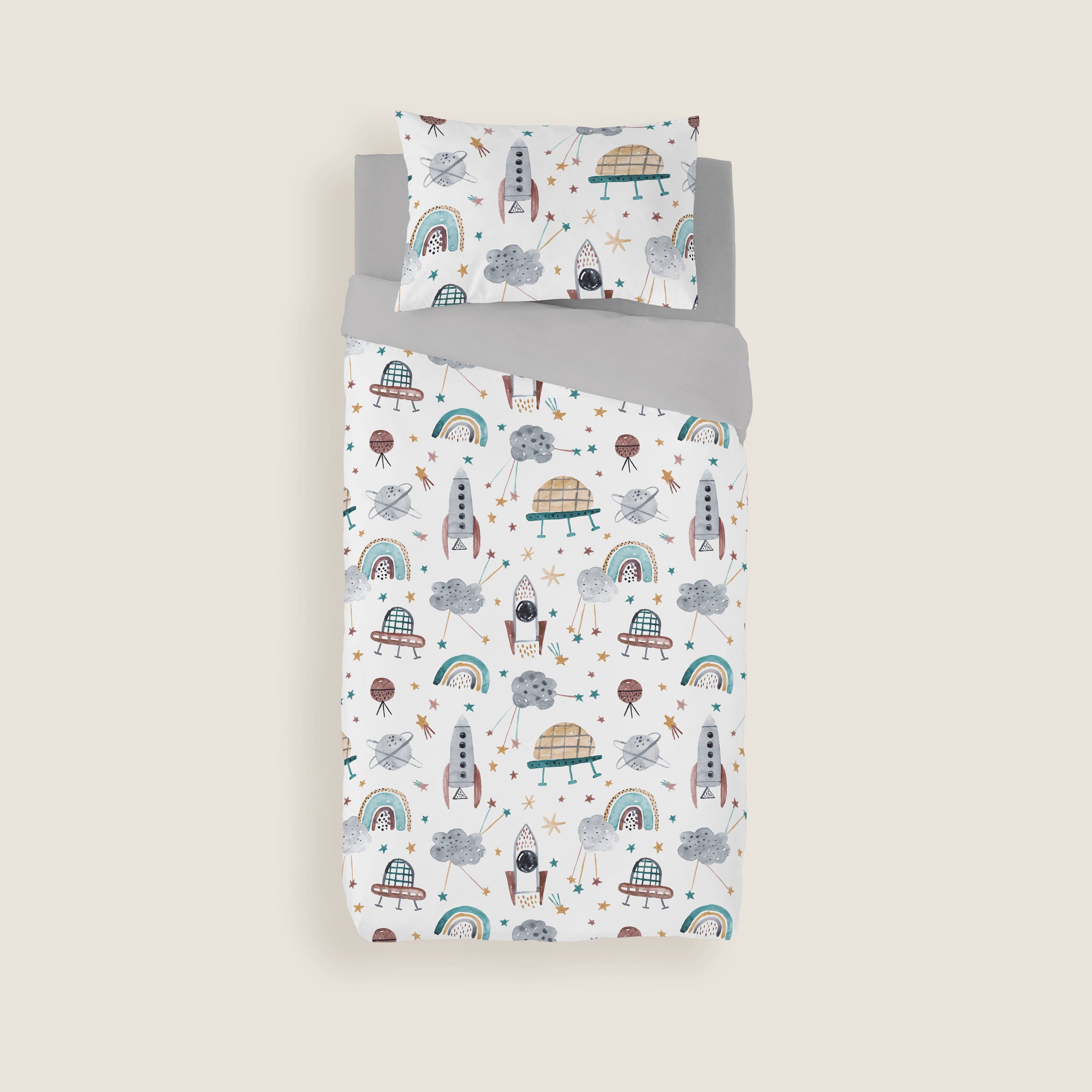 FUNDA NÓRDICA ESTAMPADA INFANTIL ROCKET 100% ALGODÓN