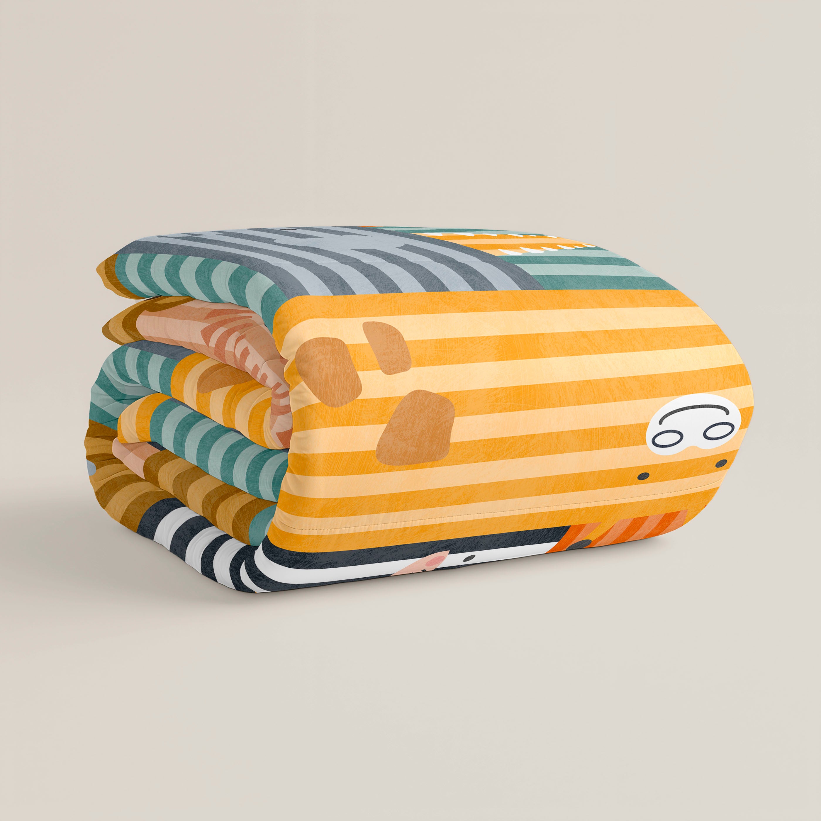 EDREDÓN NÓRDICO ESTAMPADO INFANTIL ANIMALS STRIPES