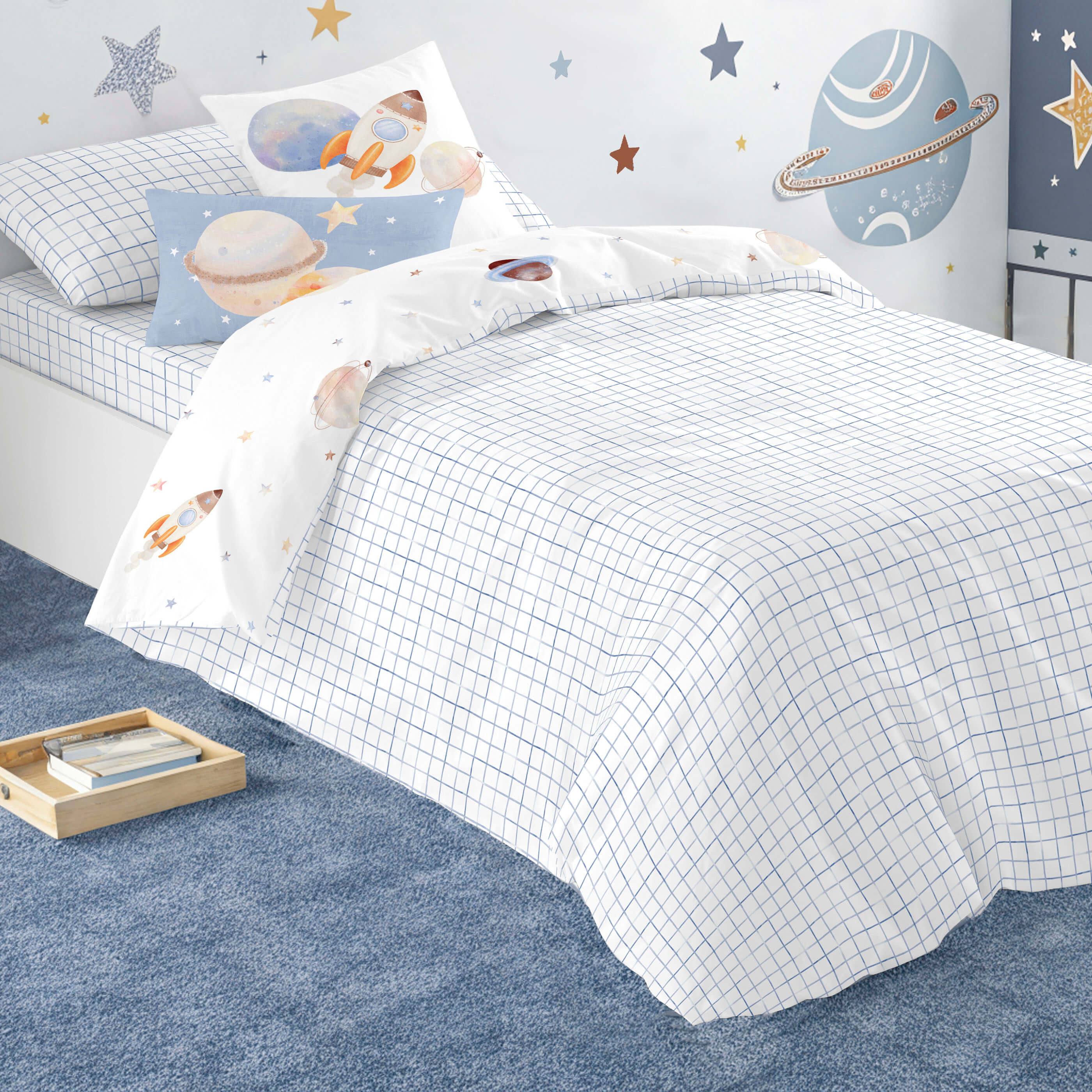 FUNDA NÓRDICA REVERSIBLE ESTAMPADA INFANTIL ASTRO 100% ALGODÓN