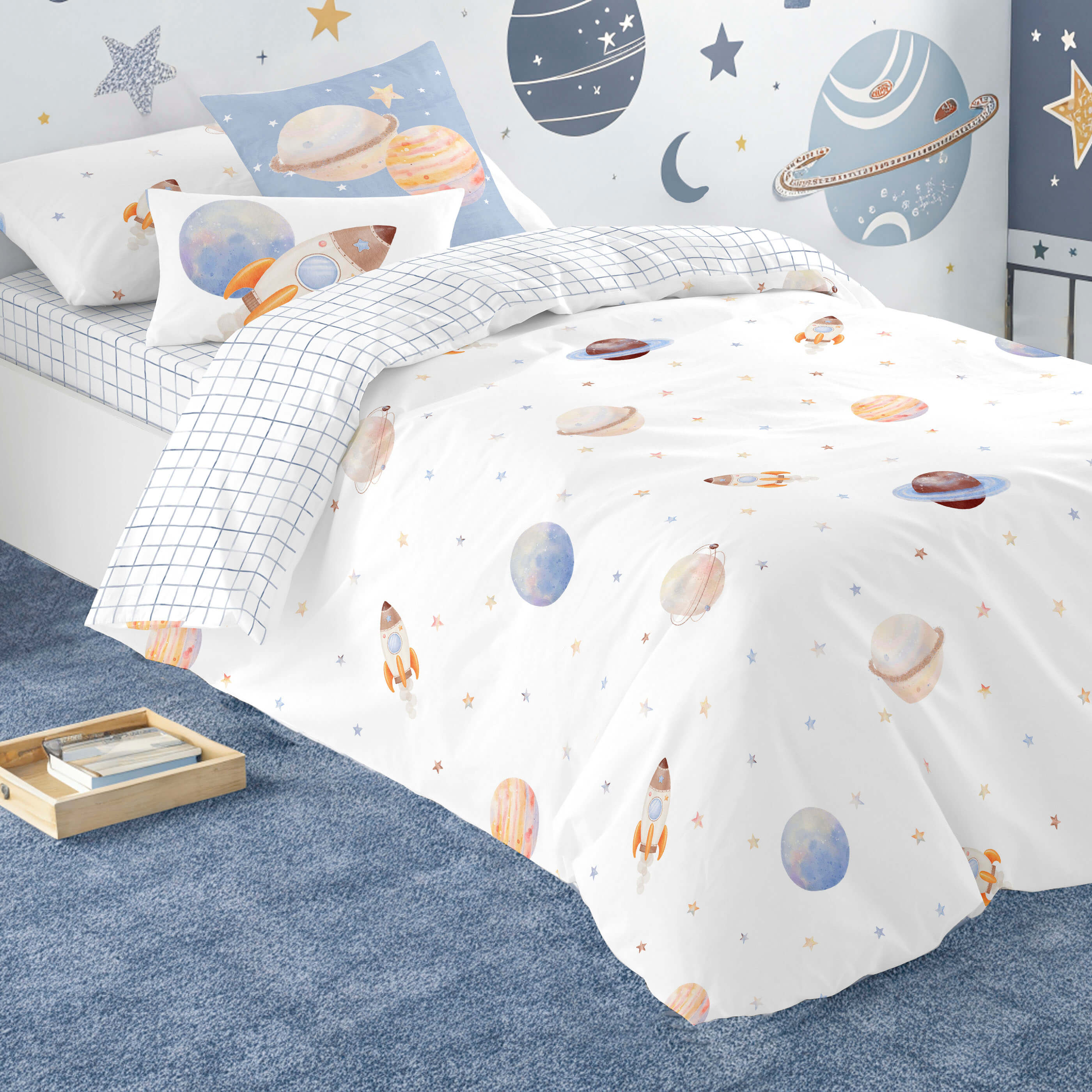 FUNDA NÓRDICA REVERSIBLE ESTAMPADA INFANTIL ASTRO 100% ALGODÓN