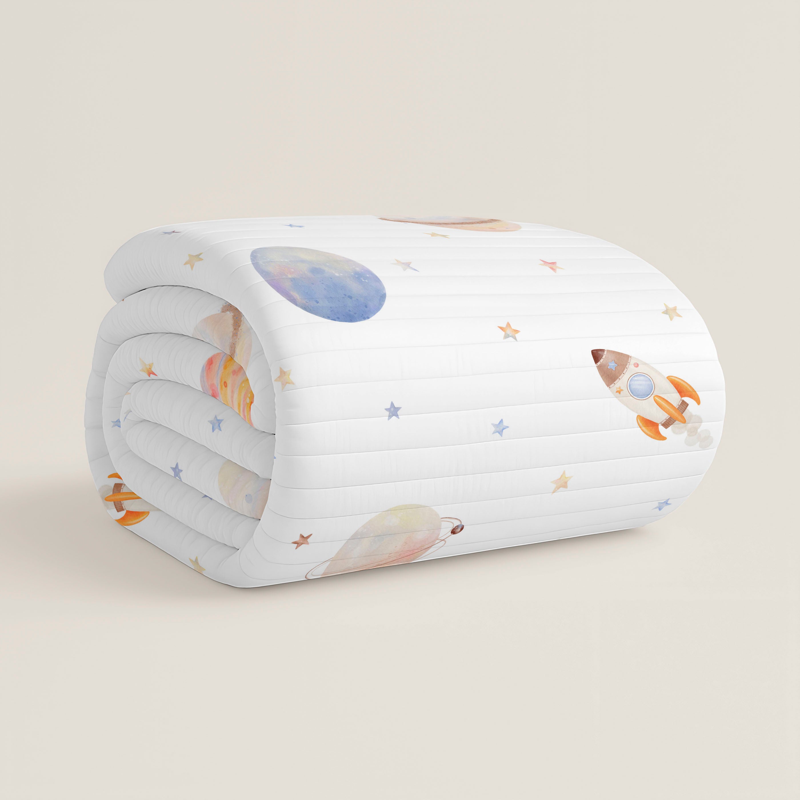 COLCHA BOUTI REVERSIBLE ESTAMPADA INFANTIL ASTRO 100% ALGODÓN
