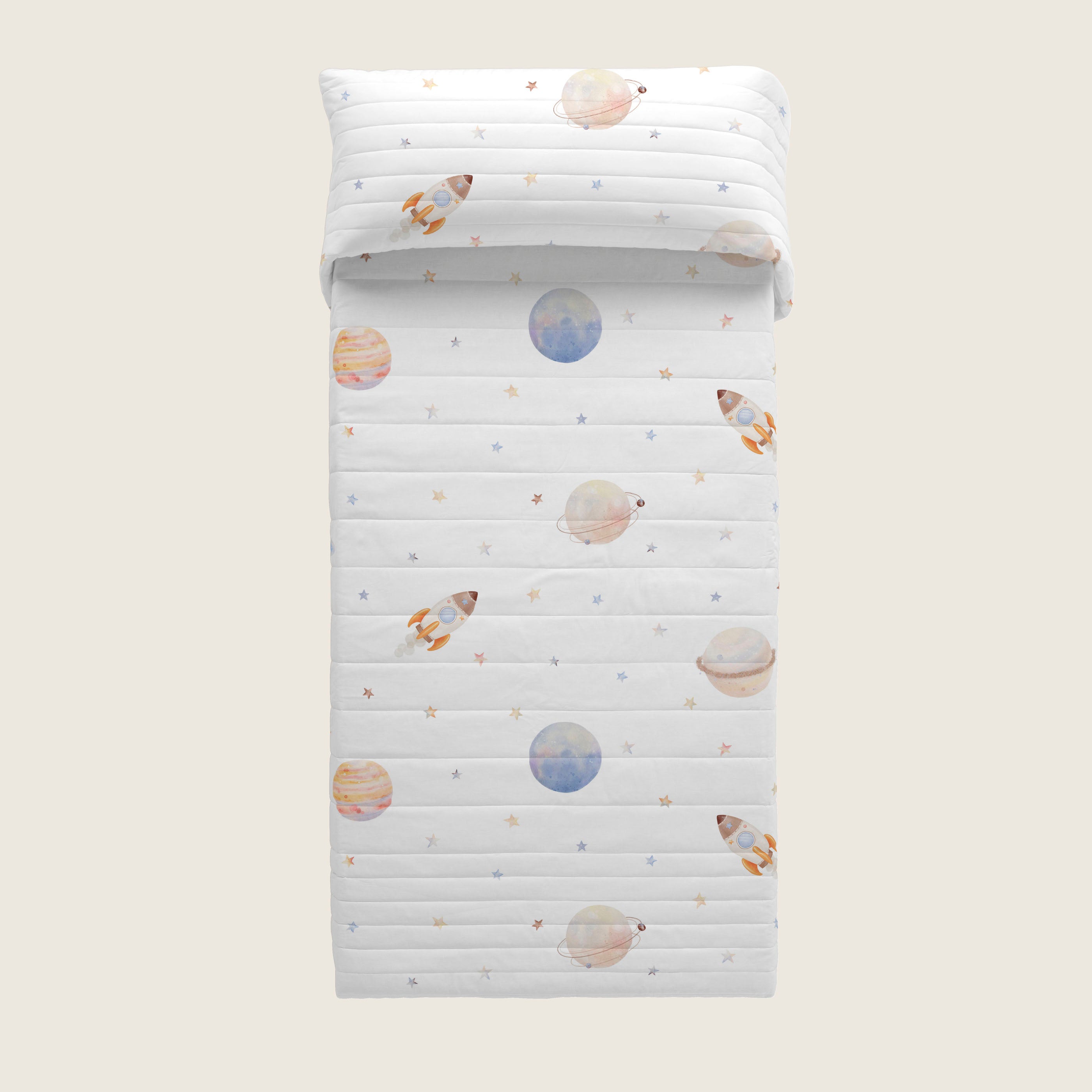COLCHA BOUTI REVERSIBLE ESTAMPADA INFANTIL ASTRO 100% ALGODÓN