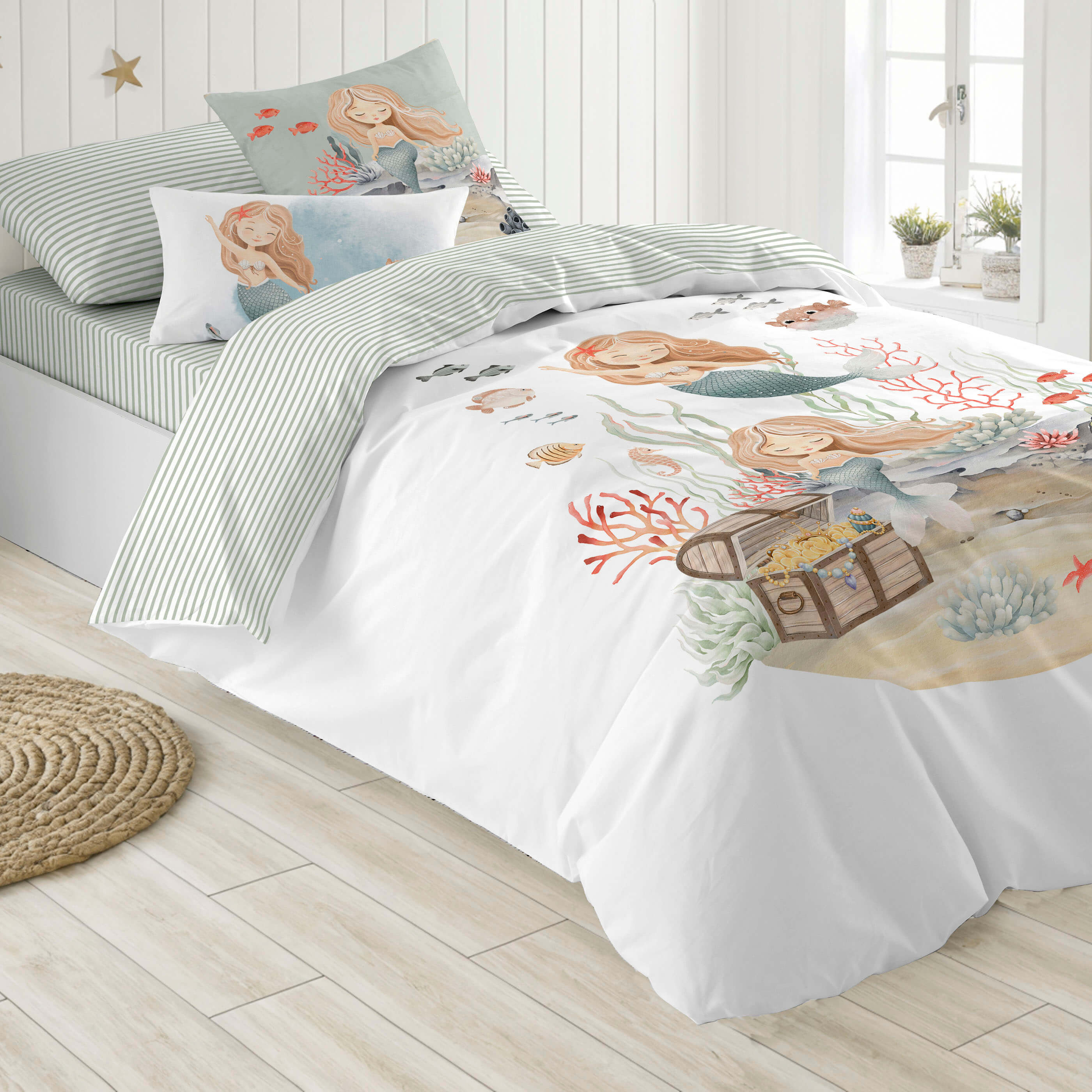 COPRIPIUMINO REVERSIBILE STAMPATO PER BAMBINI ATHINA 100% COTONE