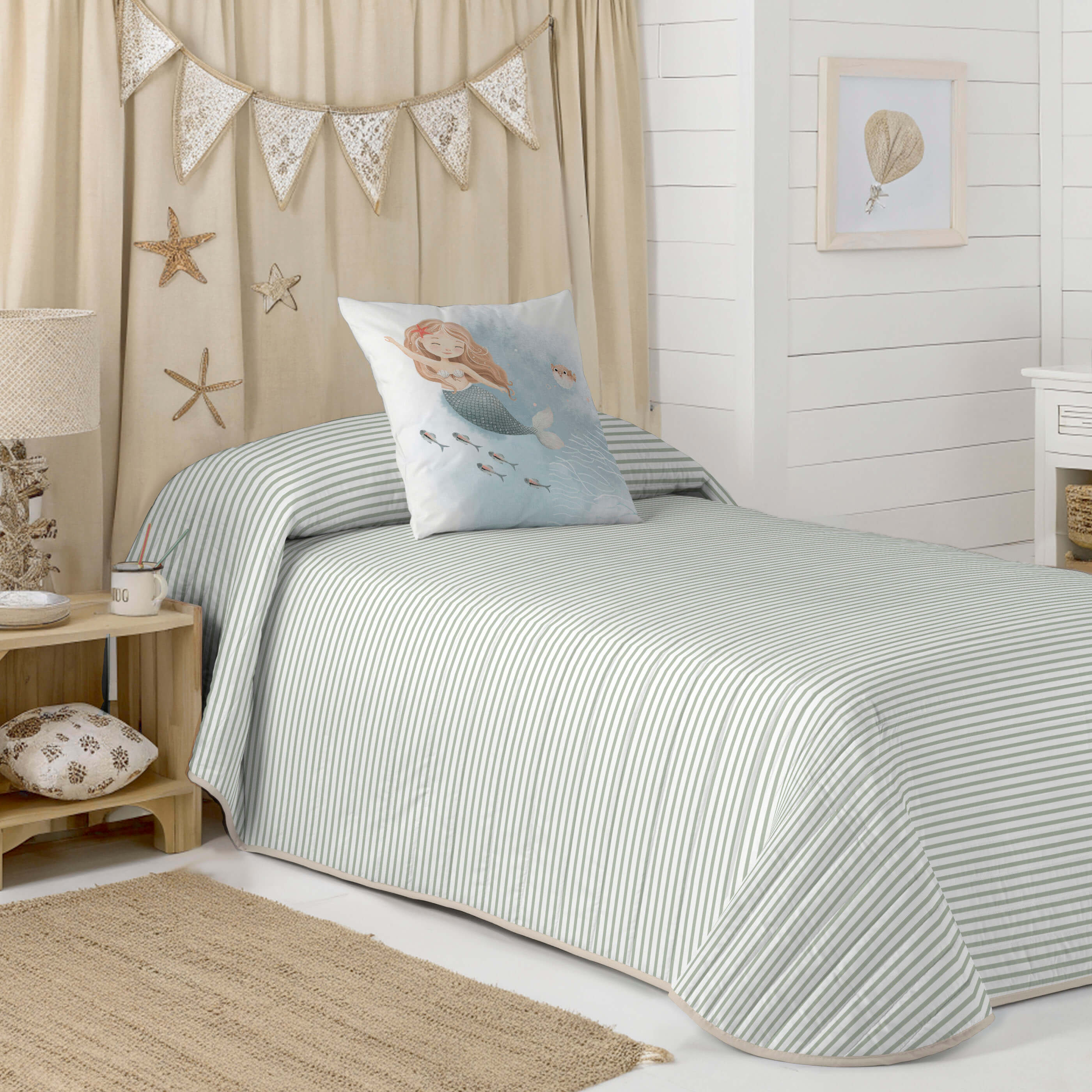 COLCHA BOUTI REVERSIBLE ESTAMPADA INFANTIL ATHINA 100% ALGODÓN