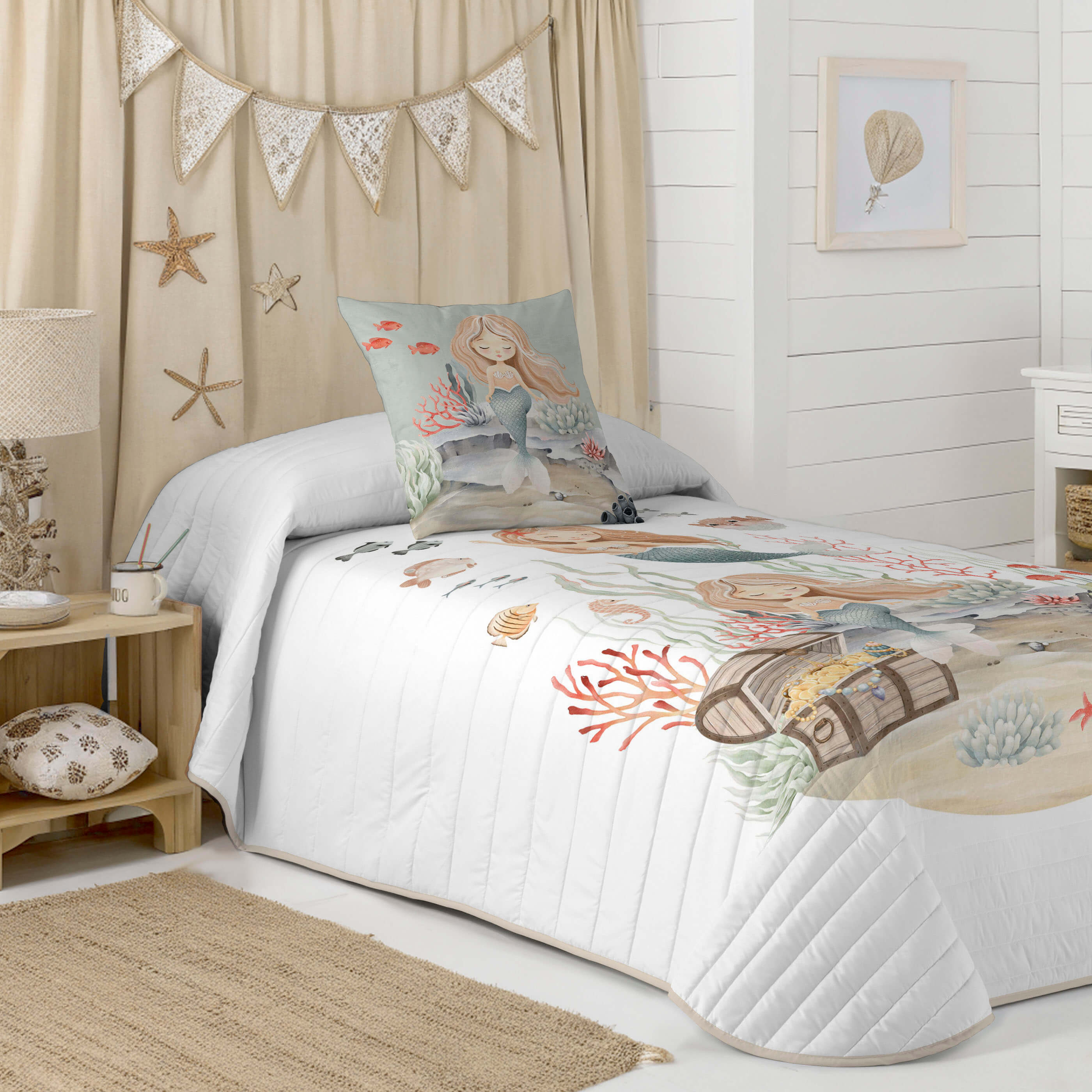 COLCHA BOUTI REVERSIBLE ESTAMPADA INFANTIL ATHINA 100% ALGODÓN