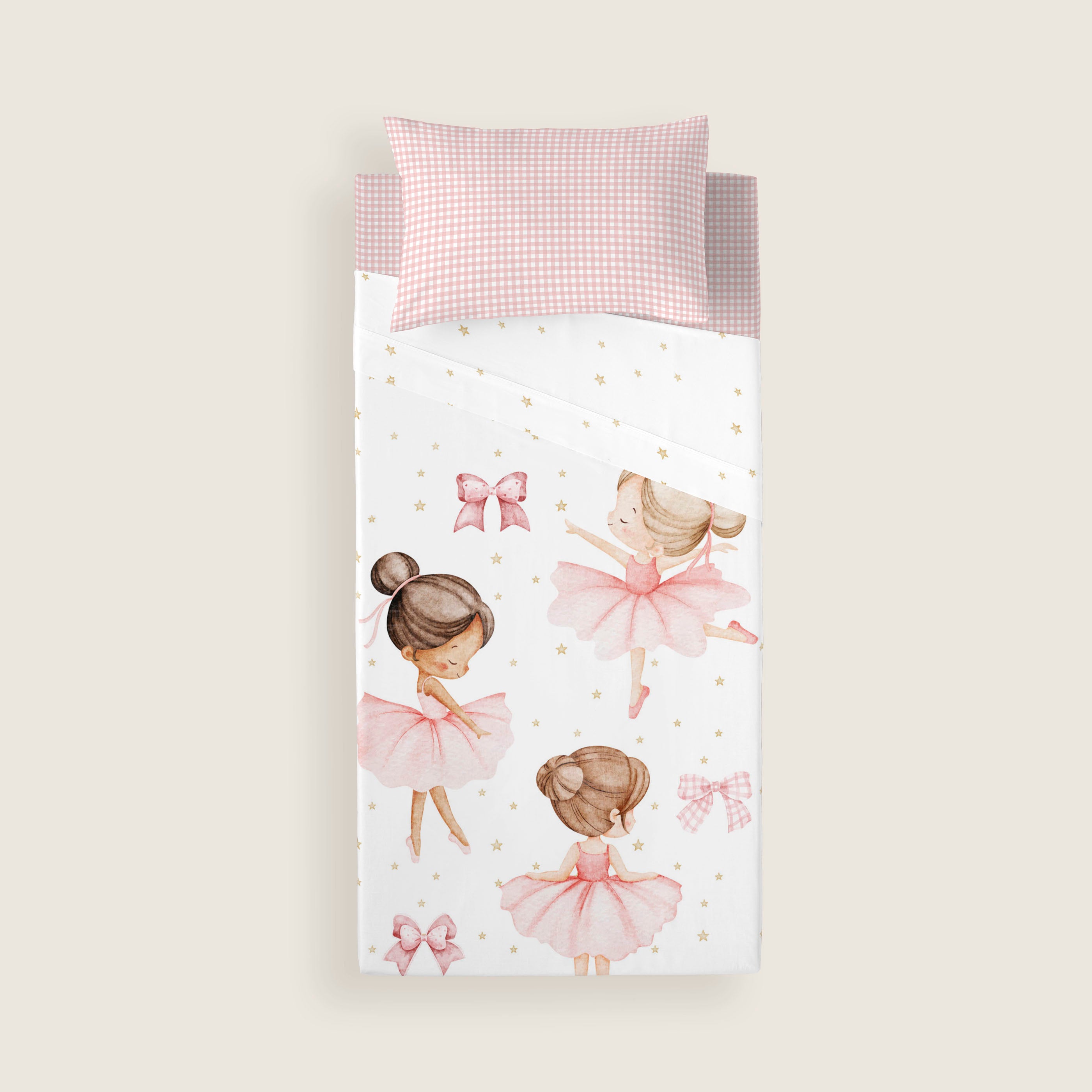 COMPLETO LENZUOLA STAMPATO BAMBINA BALLET 100% COTONE