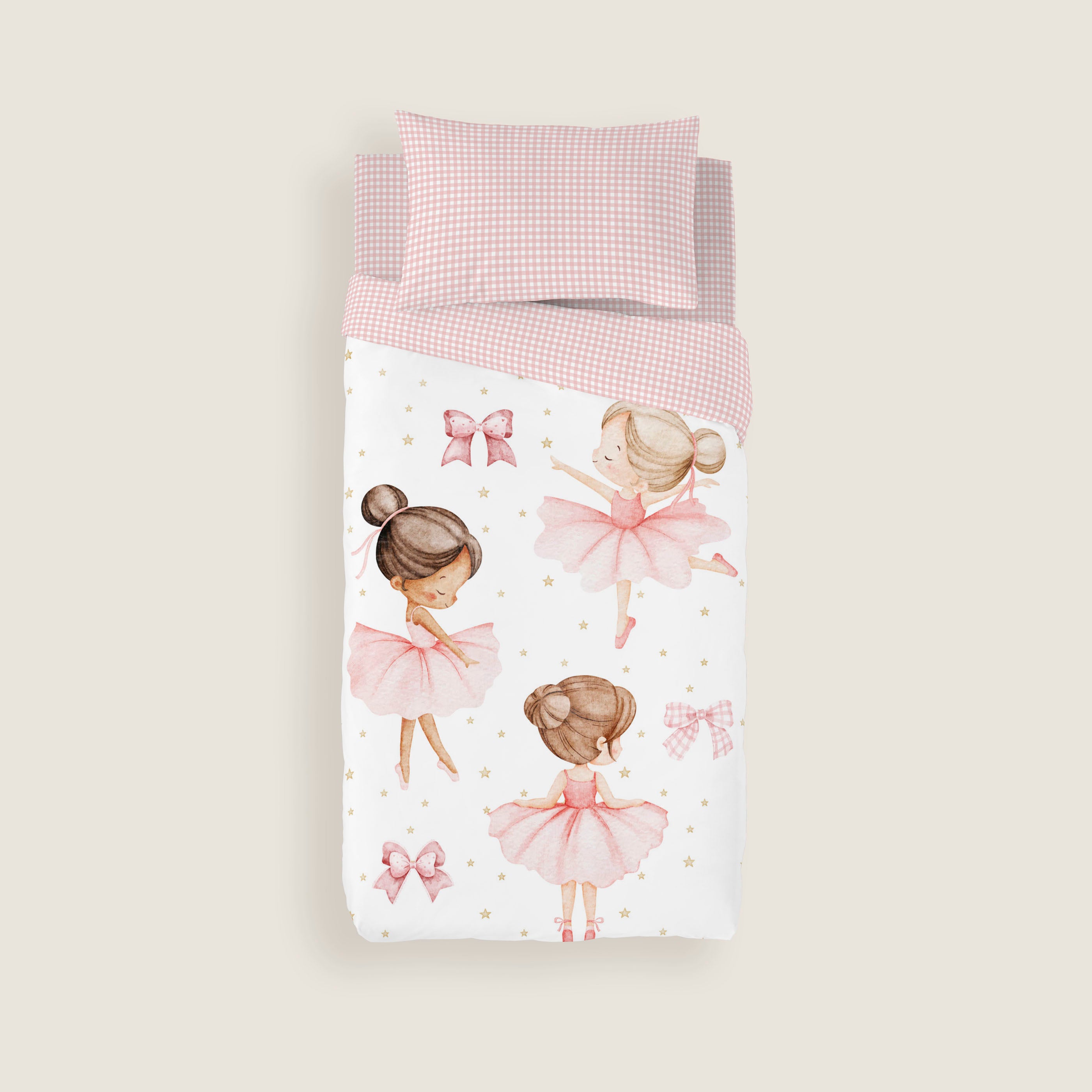 FUNDA NÓRDICA REVERSIBLE ESTAMPADA INFANTIL BALLET 100% ALGODÓN