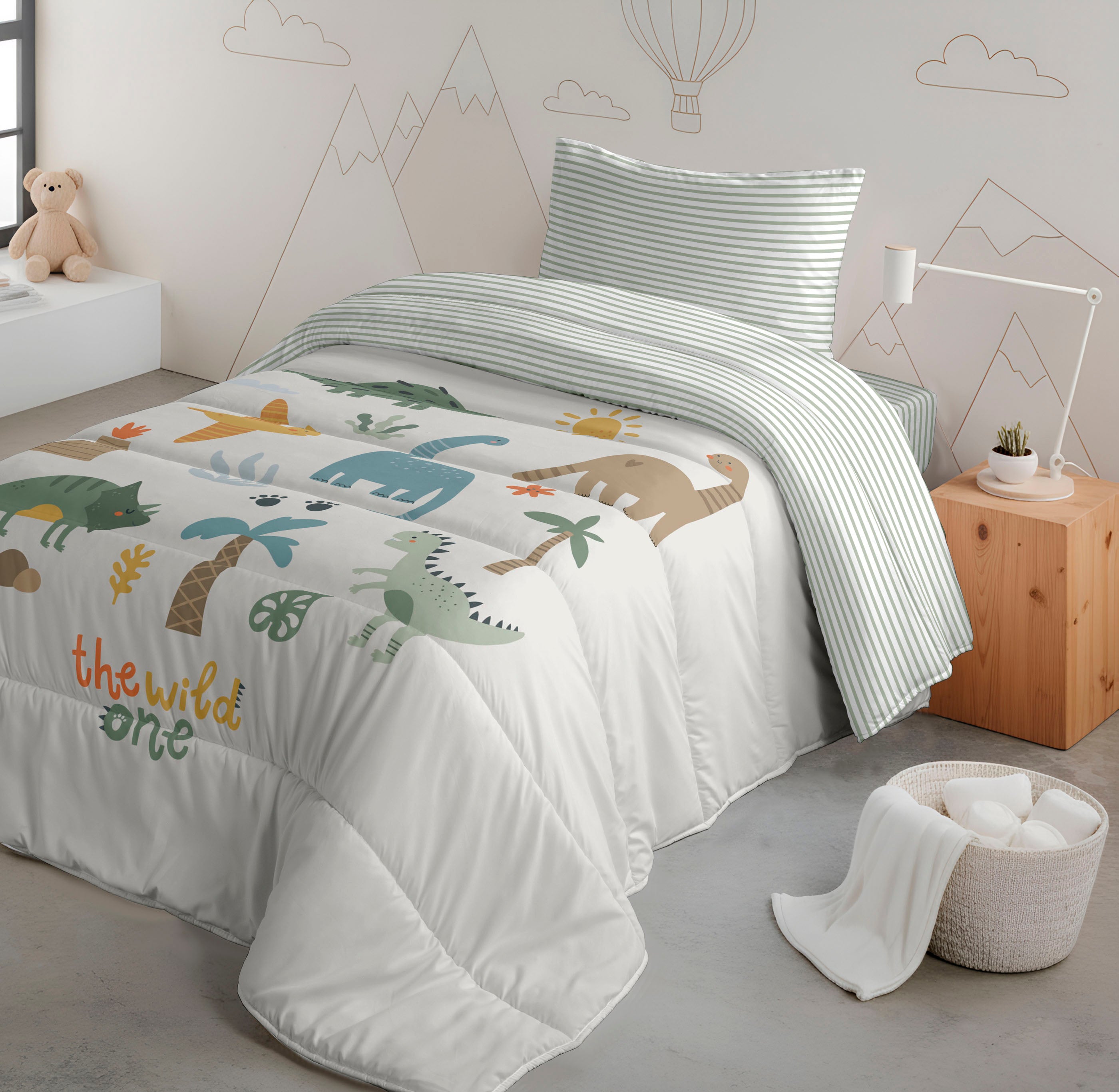 EDREDÓN NÓRDICO REVERSIBLE ESTAMPADO INFANTIL DINOLAND