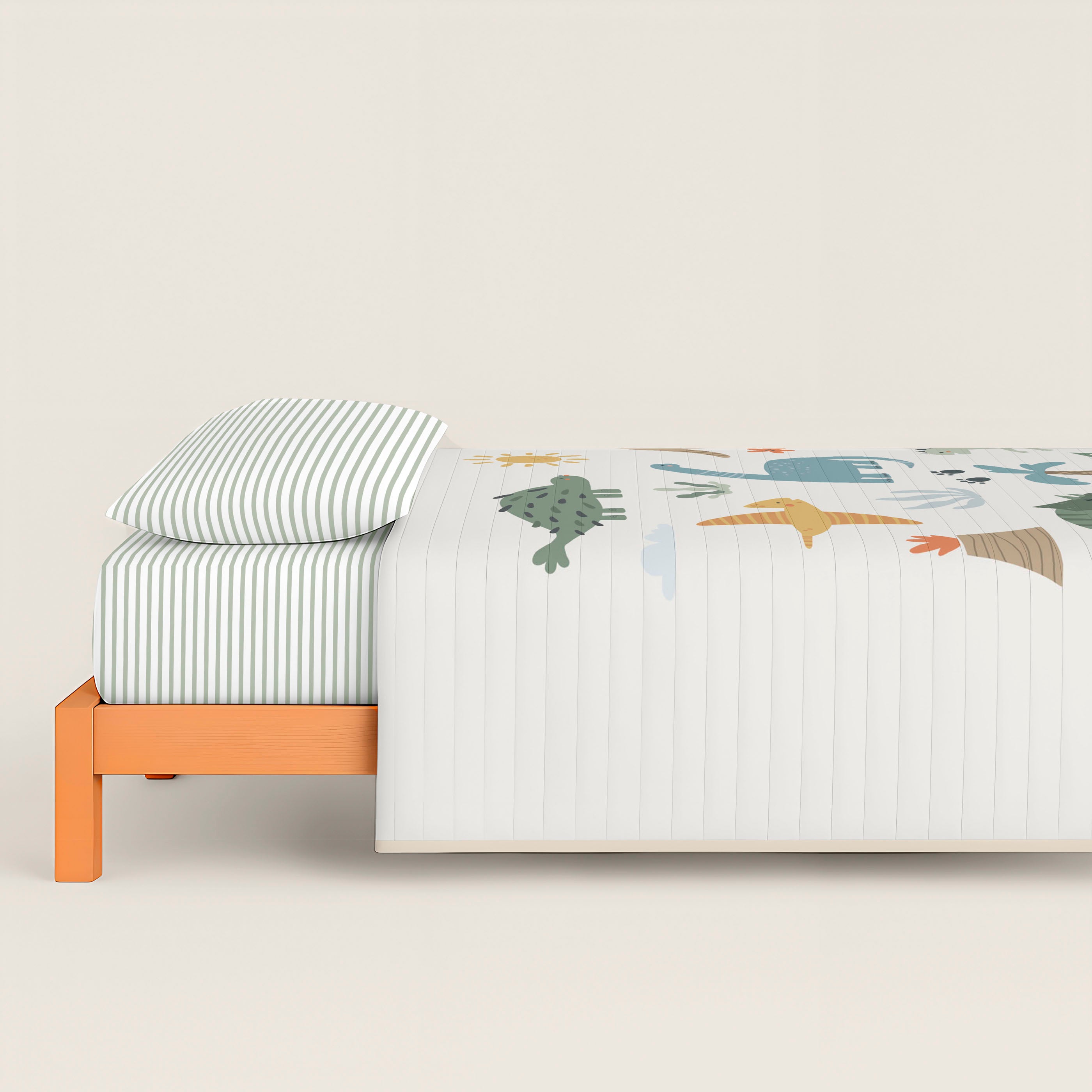 COLCHA BOUTI REVERSIBLE ESTAMPADA INFANTIL DINOLAND 100% ALGODÓN