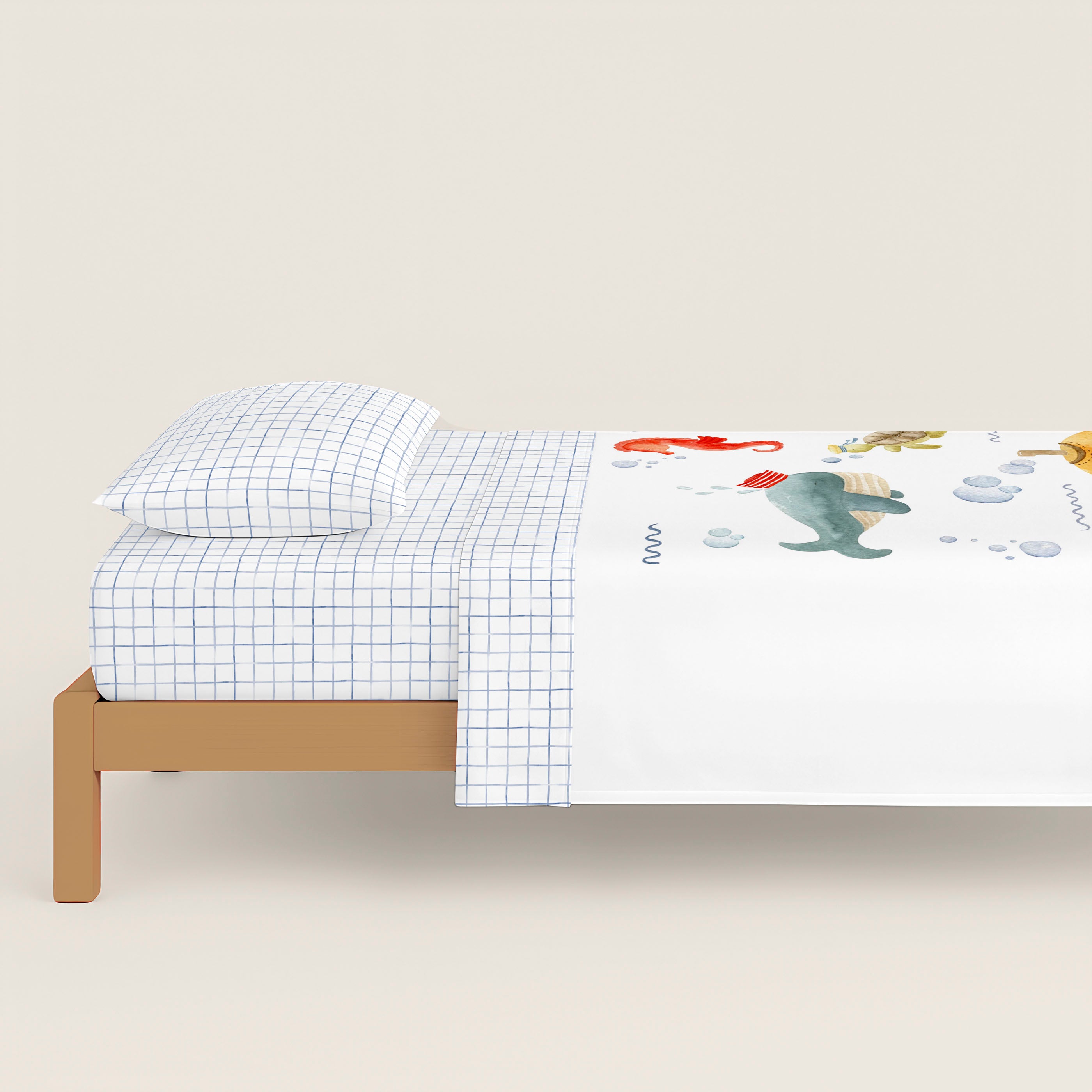 FUNDA NÓRDICA REVERSIBLE ESTAMPADA INFANTIL SUBMARINE 100% ALGODÓN
