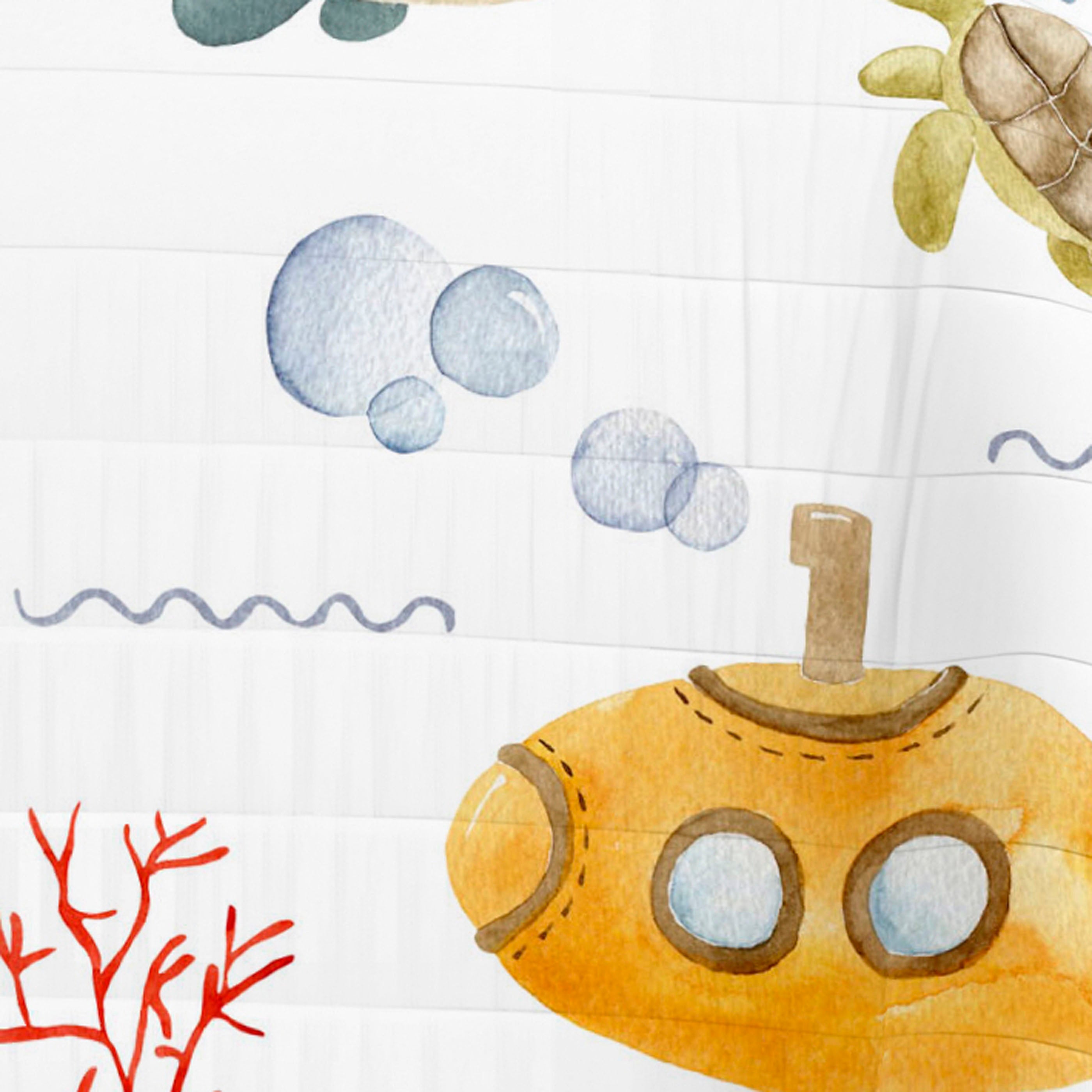 COLCHA BOUTI REVERSIBLE ESTAMPADA INFANTIL SUBMARINE 100% ALGODÓN