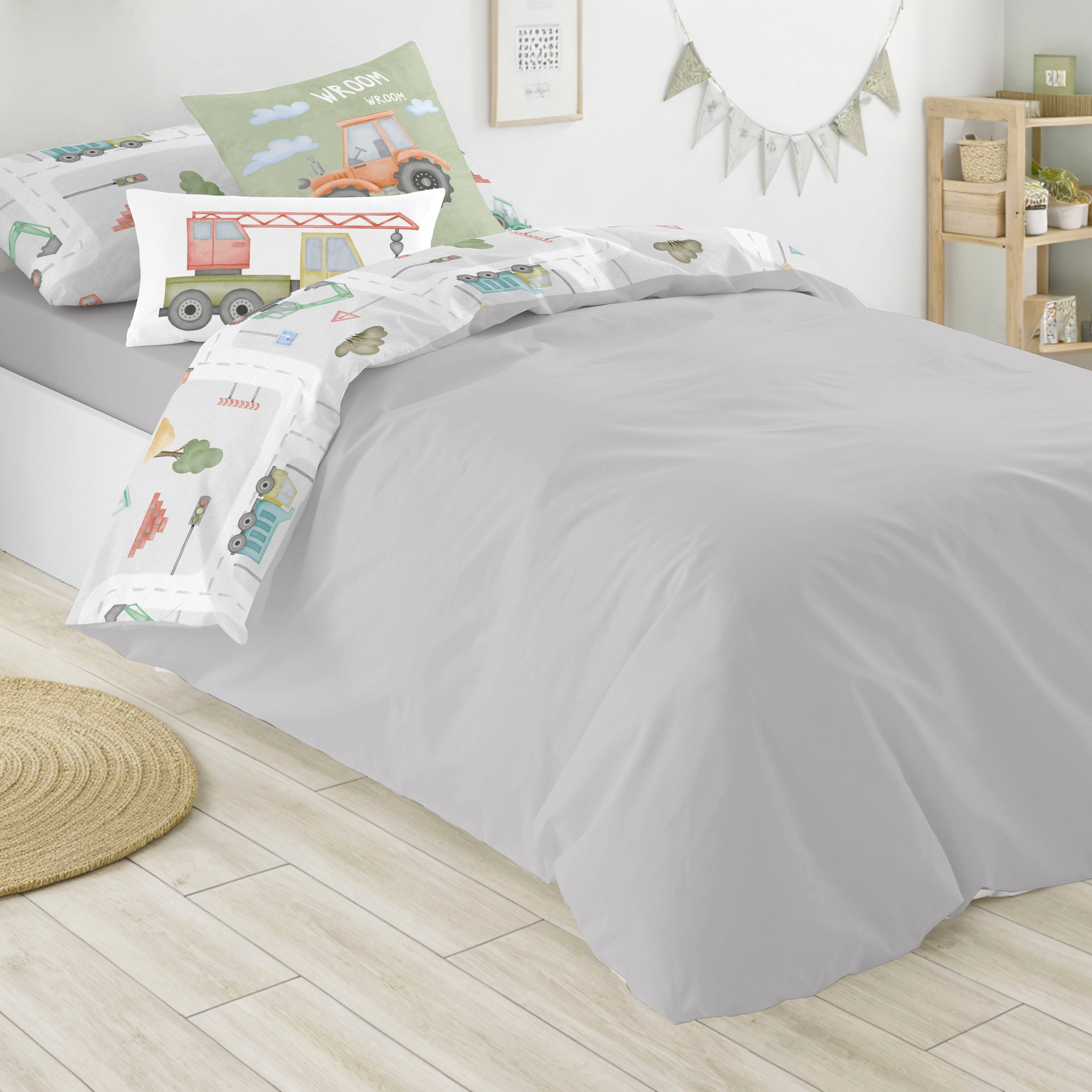 COPRIPIUMINO STAMPATO PER BAMBINI ROAD 100% COTONE