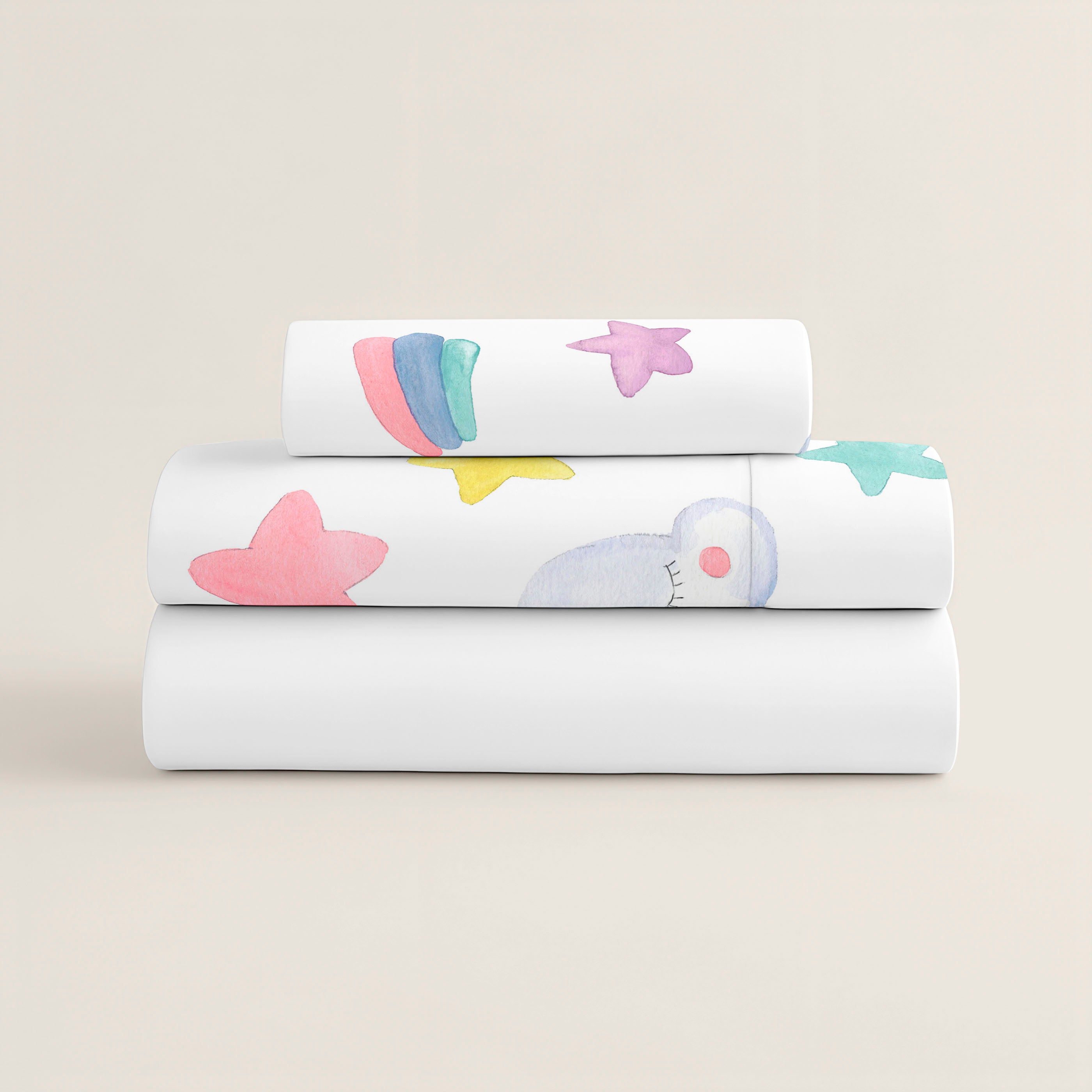 COMPLETO LENZUOLA STAMPATO PER BAMBINI CONFETTI 100% COTONE