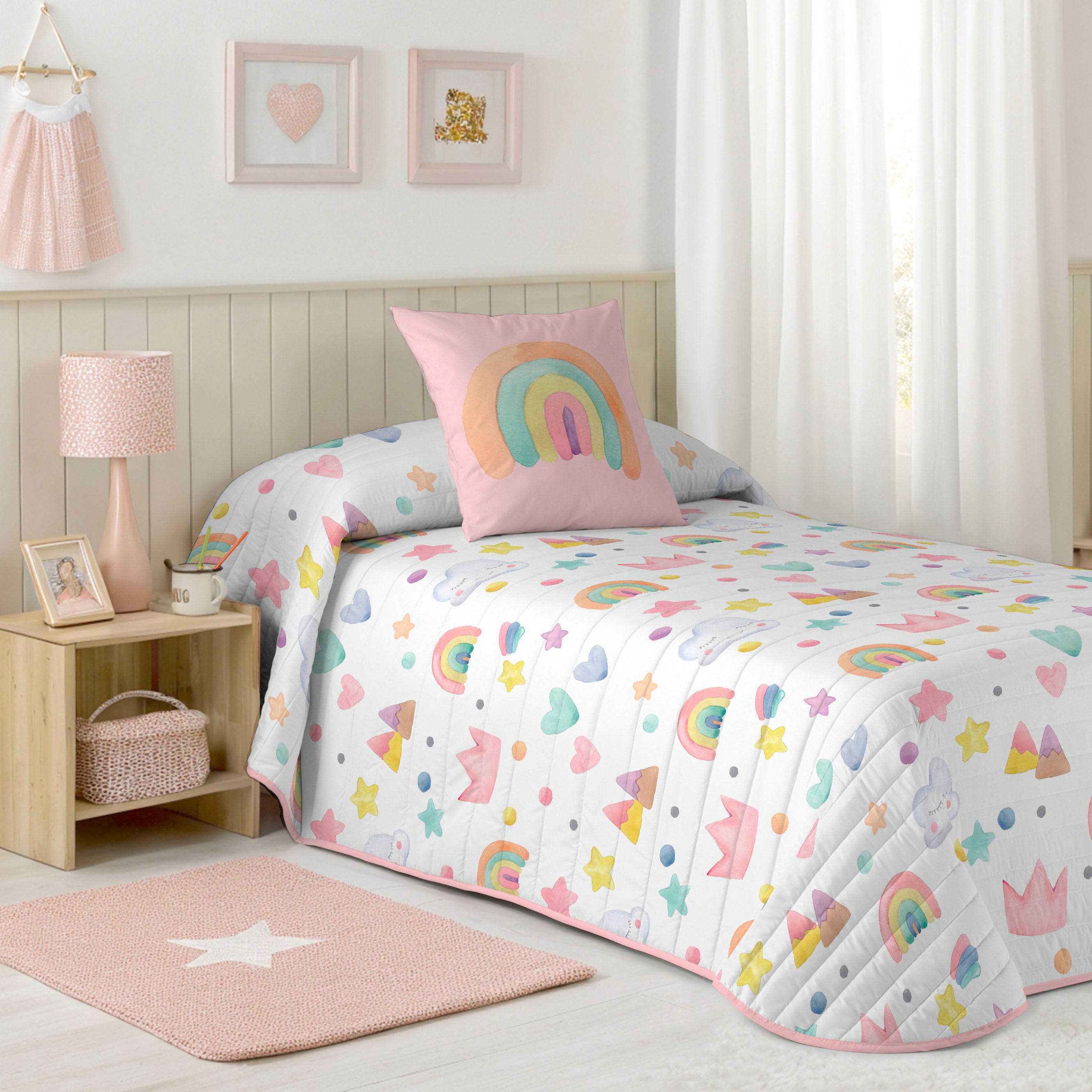 COLCHA BOUTI ESTAMPADA INFANTIL CONFETTI 100% ALGODÓN