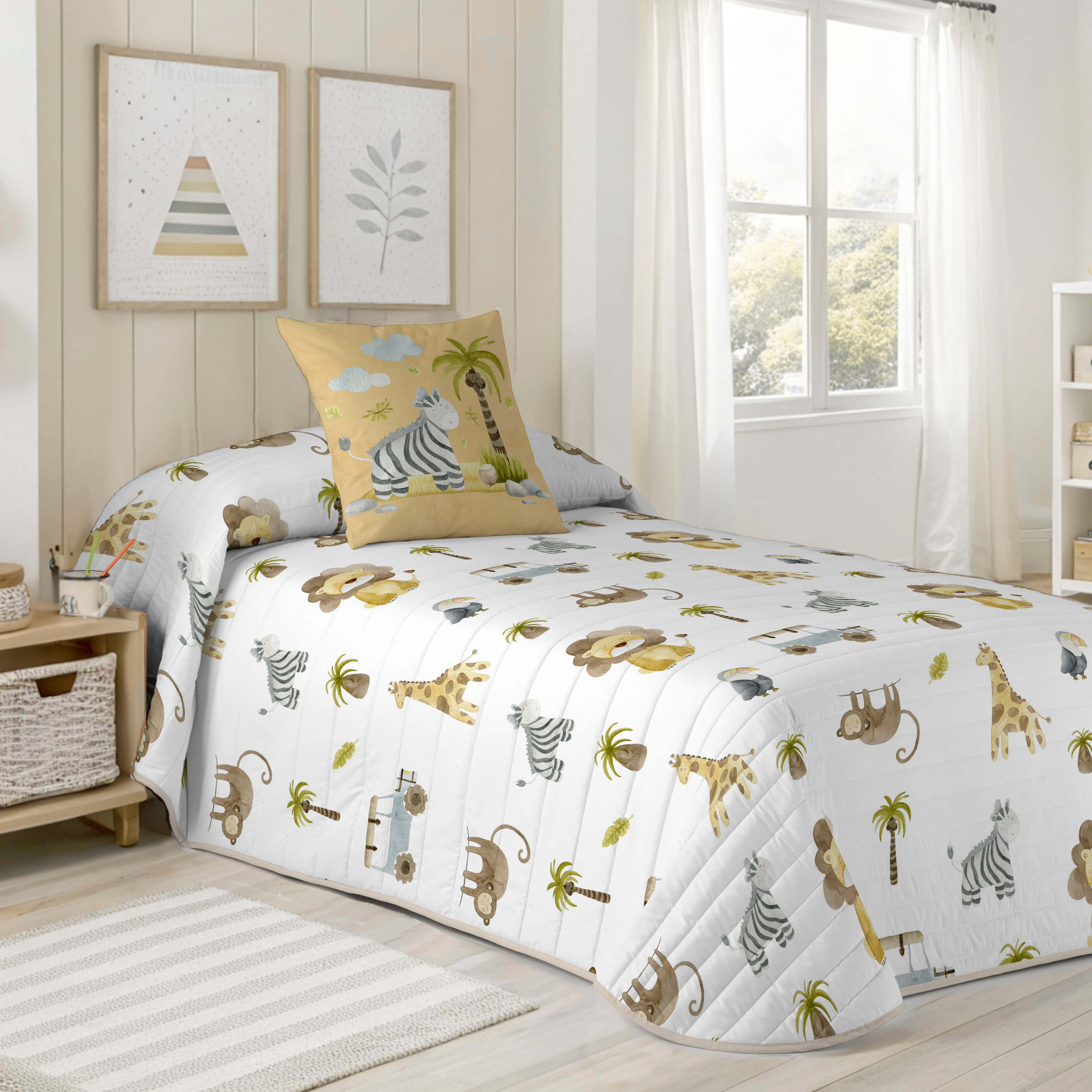 COLCHA BOUTI ESTAMPADA INFANTIL SERENGETI 100% ALGODÓN