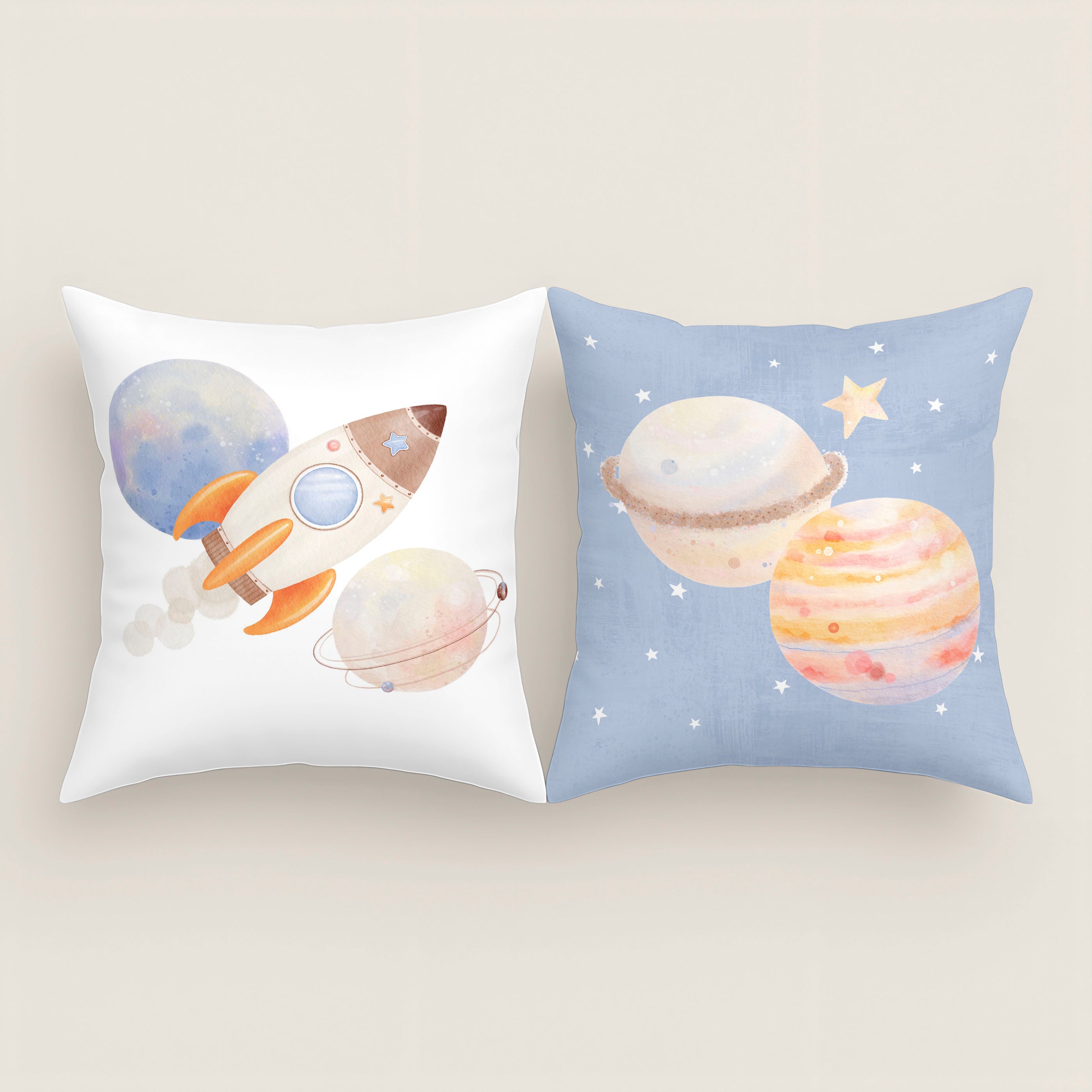 FUNDA DE COJÍN INFANTIL ESTAMPADO ASTRO 100% ALGODÓN