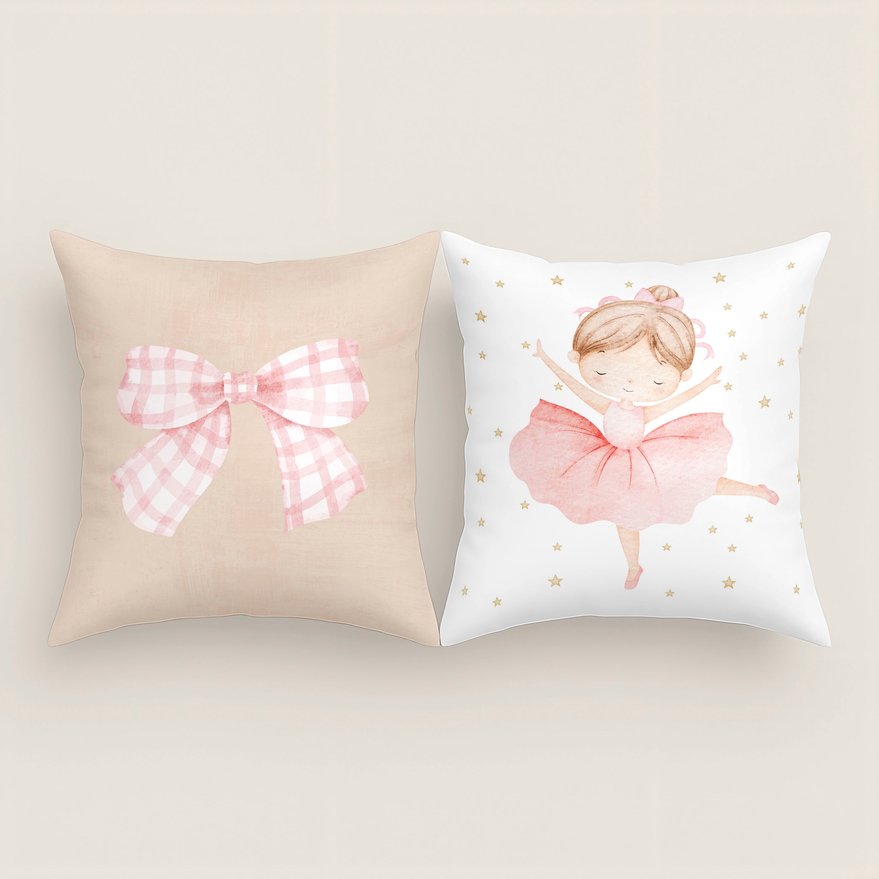 FUNDA DE COJÍN INFANTIL ESTAMPADO BALLET 100% ALGODÓN