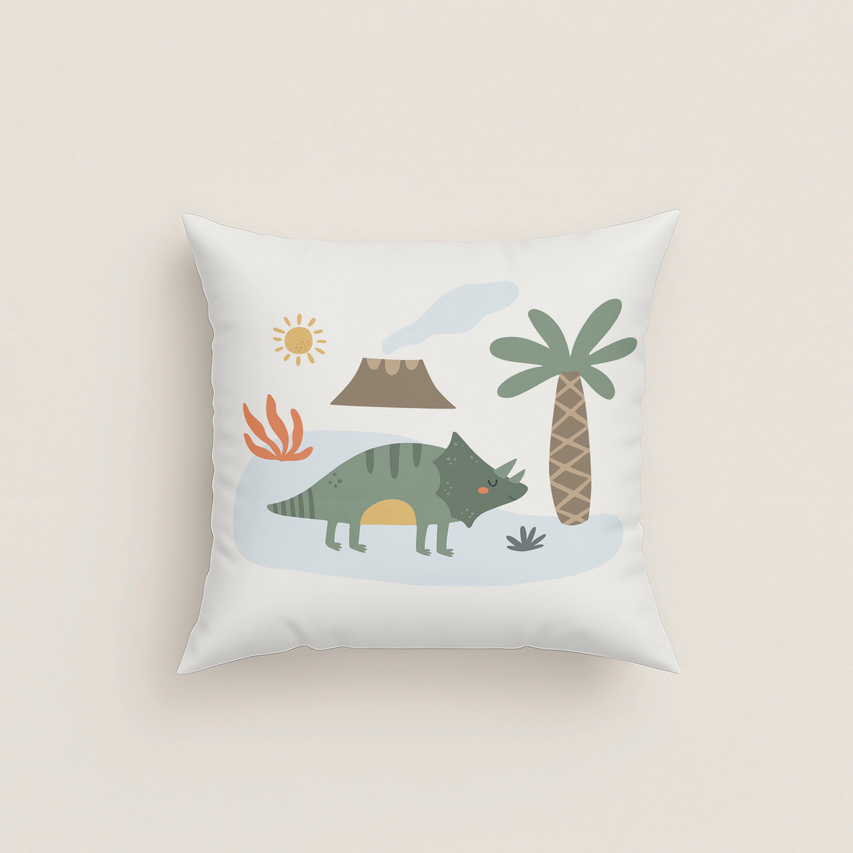 FUNDA DE COJÍN INFANTIL ESTAMPADO DINOLAND 100% ALGODÓN