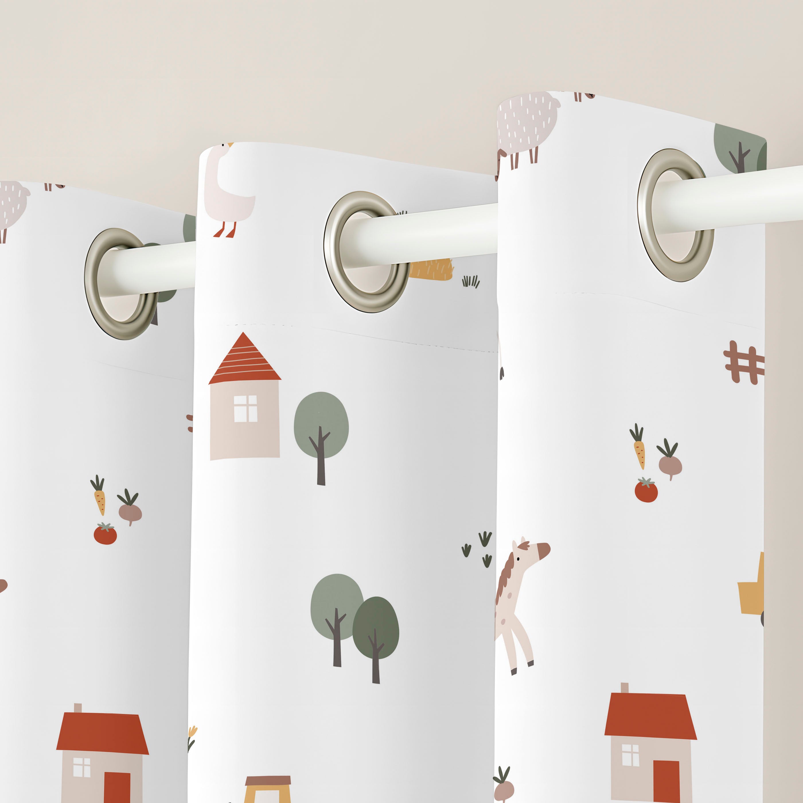 CORTINA INFANTIL FARM LIFE 100% ALGODÓN