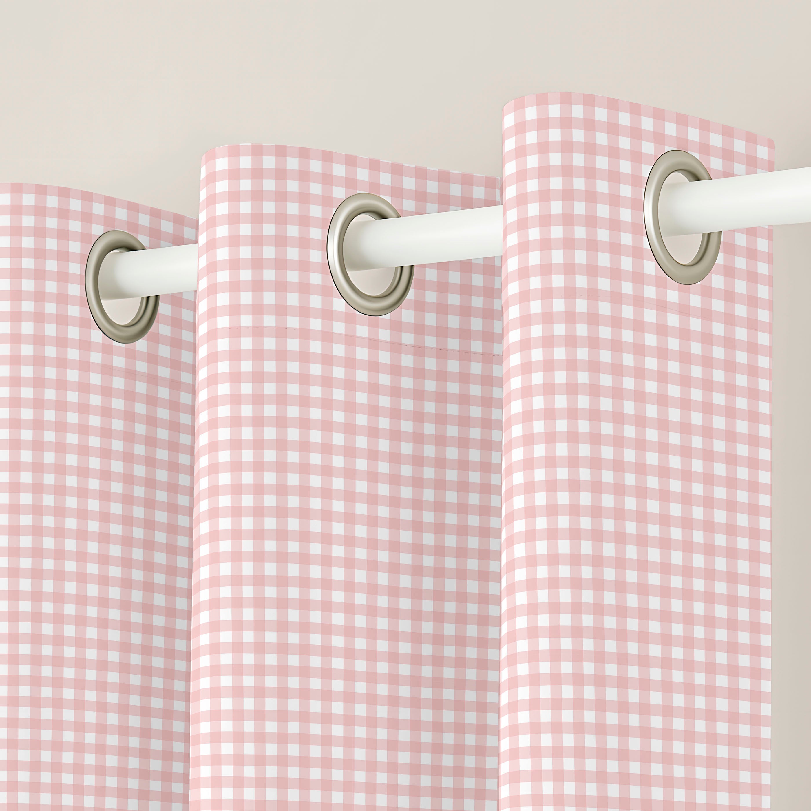 CORTINA INFANTIL VICHY ROSA 100% ALGODÓN