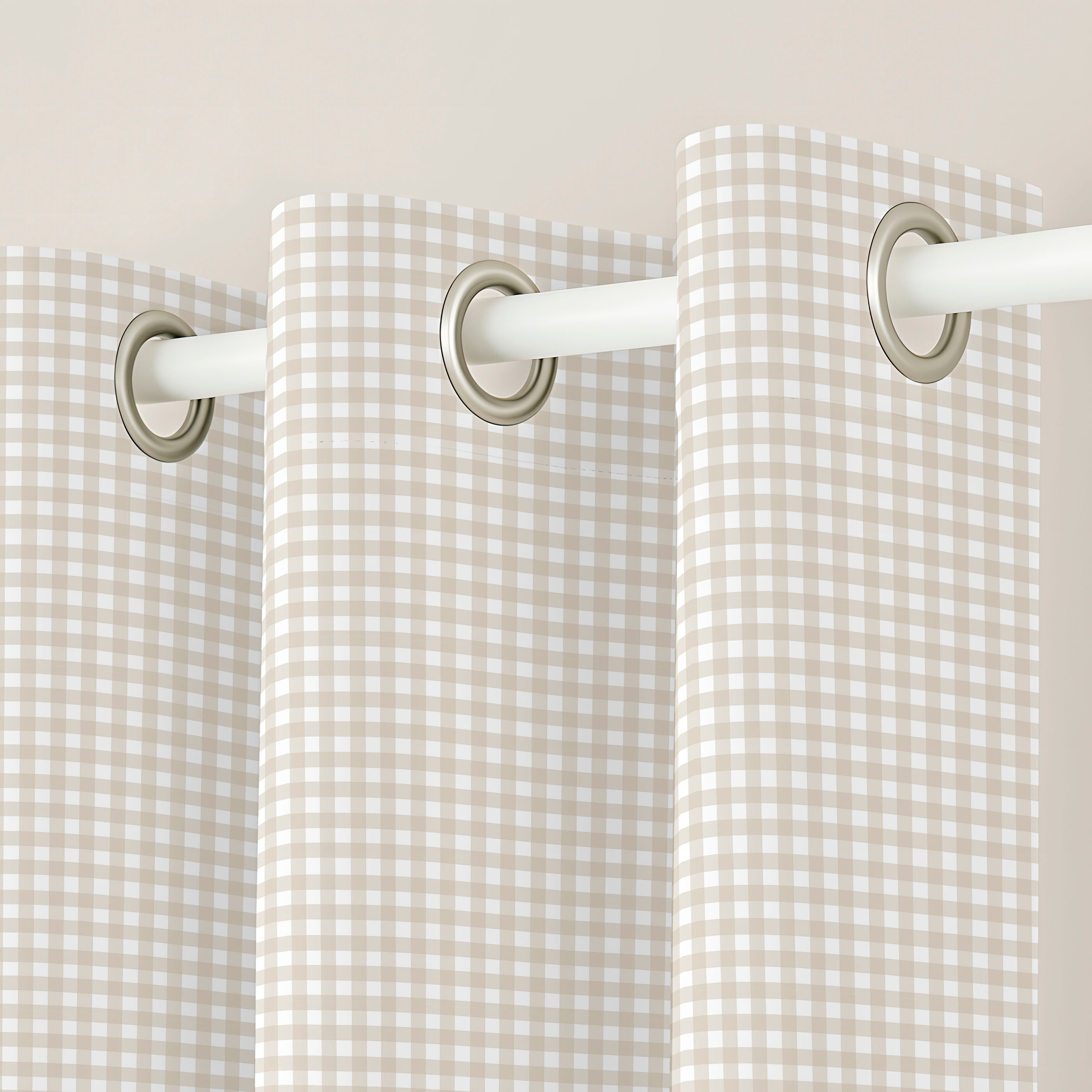 CORTINA INFANTIL VICHY BEIGE 100% ALGODÓN