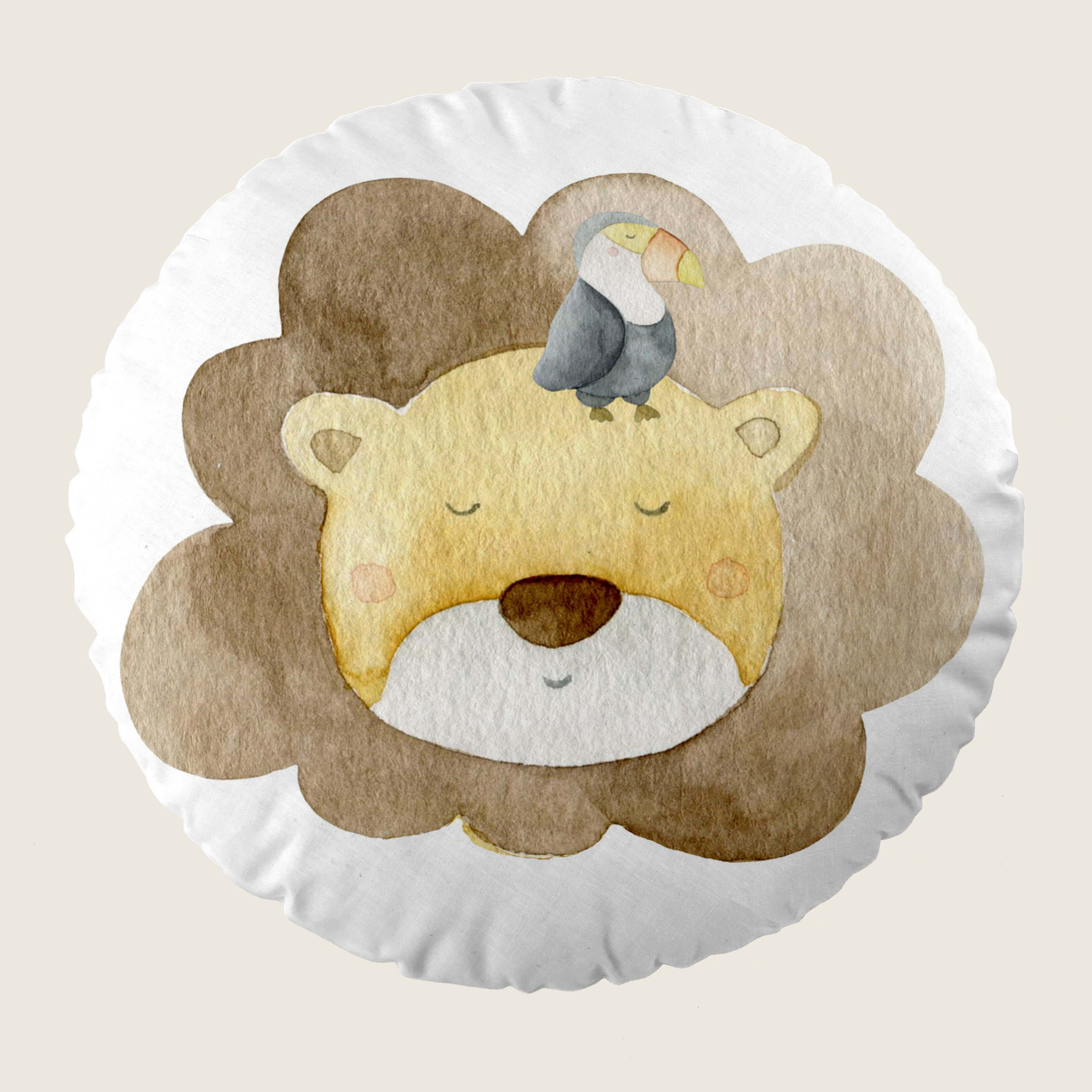 COJÍN REDONDO INFANTIL ESTAMPADO SERENGETI