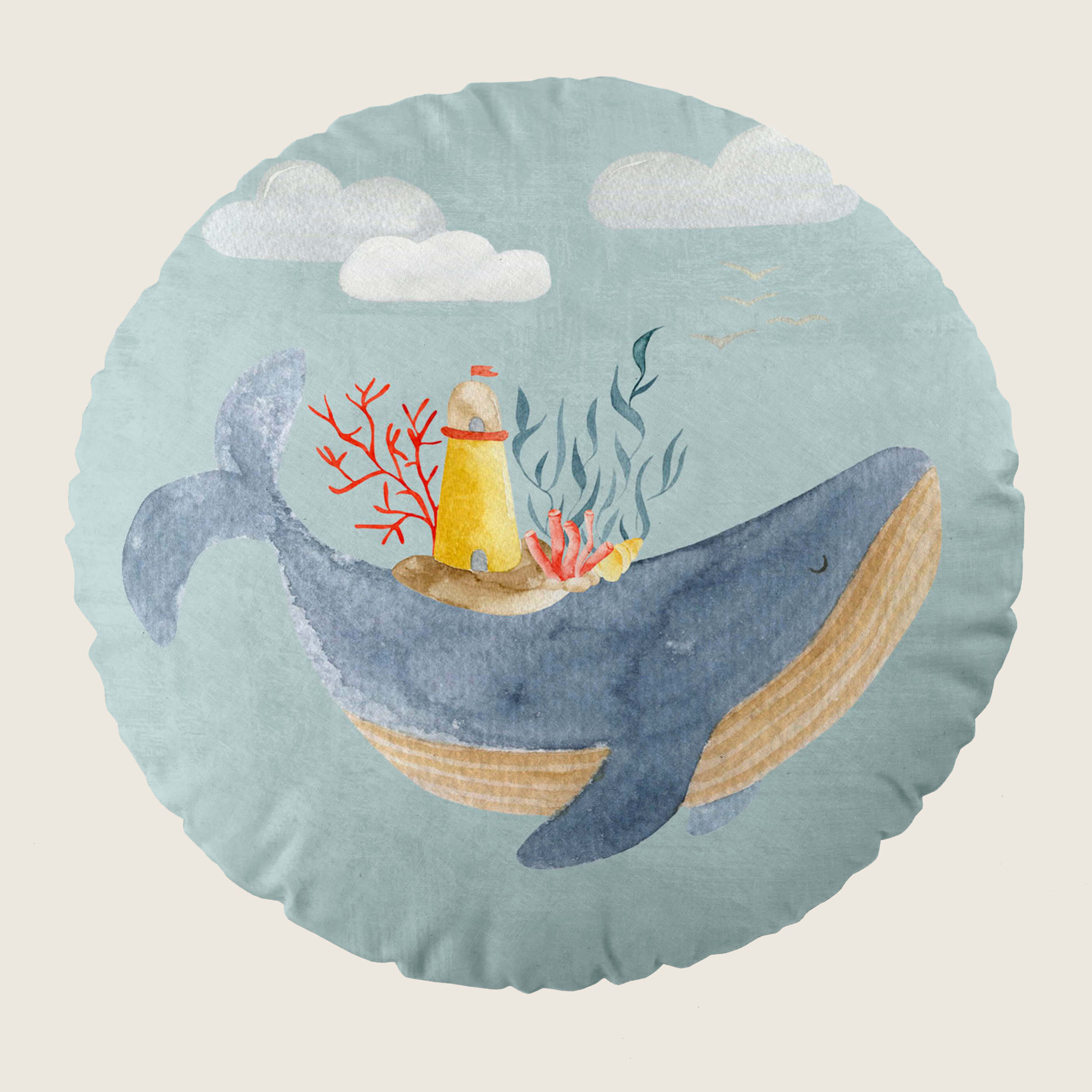 COJÍN REDONDO INFANTIL ESTAMPADO SUBMARINE