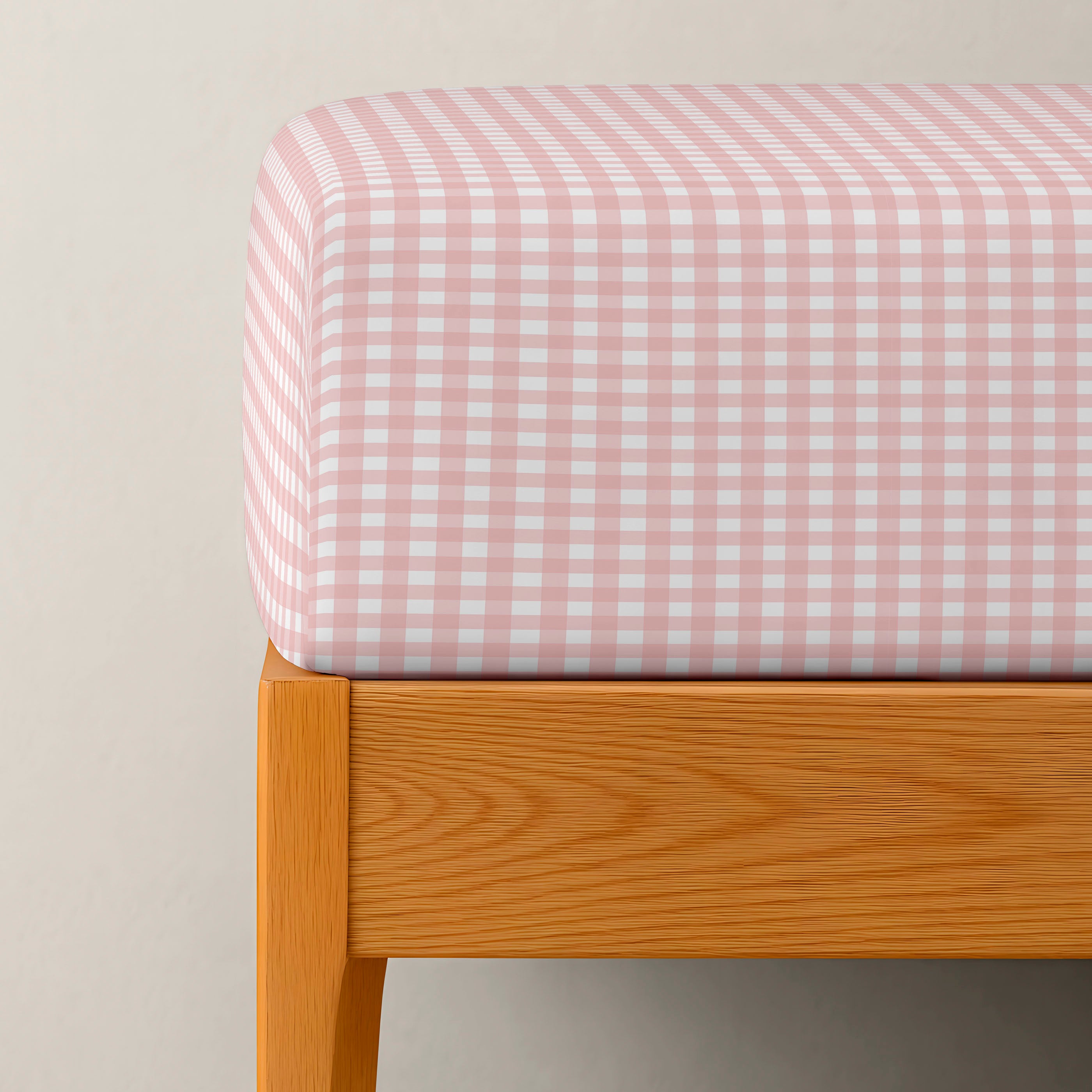 SÁBANA BAJERA AJUSTABLE CUNA BEBÉ 100% ALGODÓN VICHY ROSA