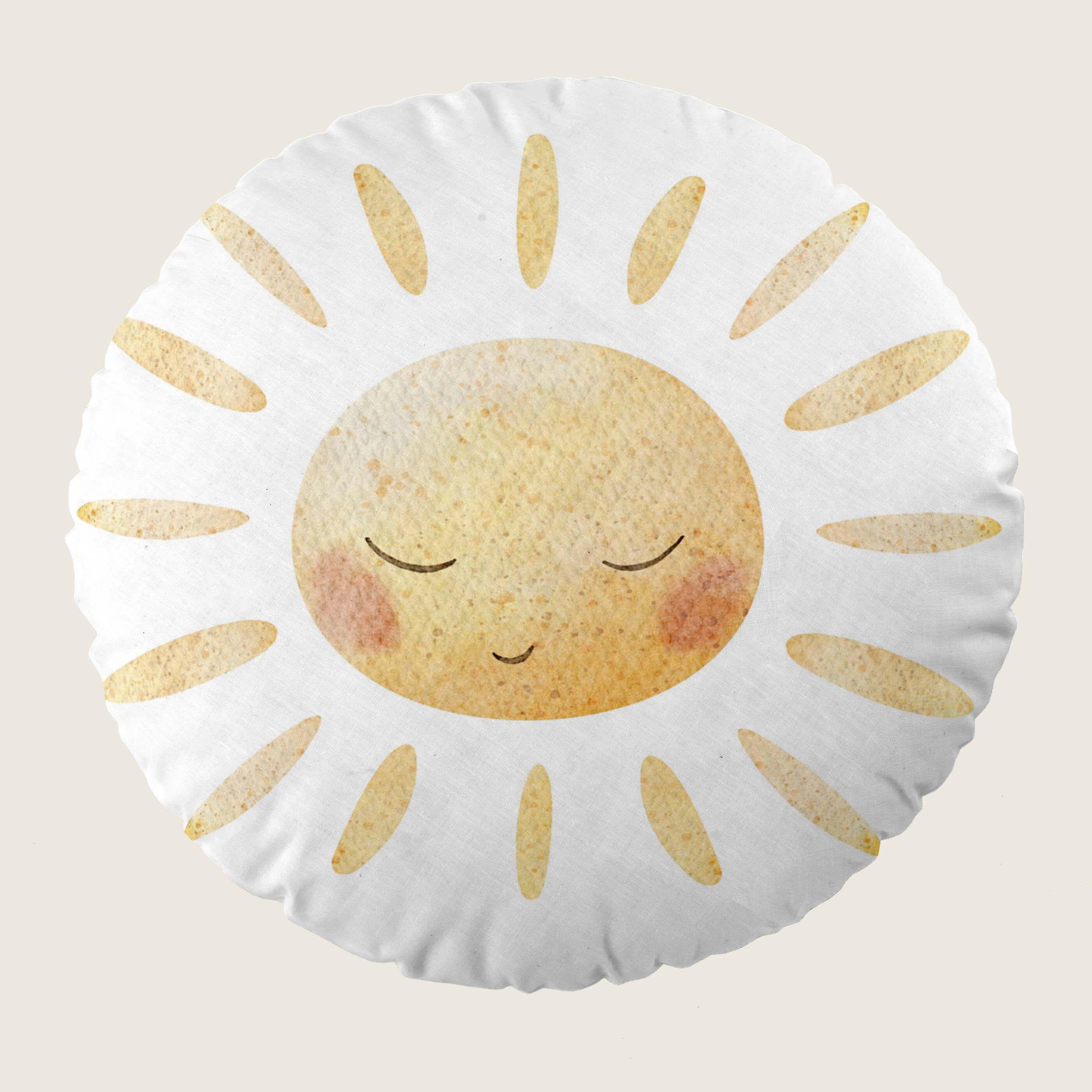 COJÍN REDONDO CUNA BEBÉ ESTAMPADO SUN