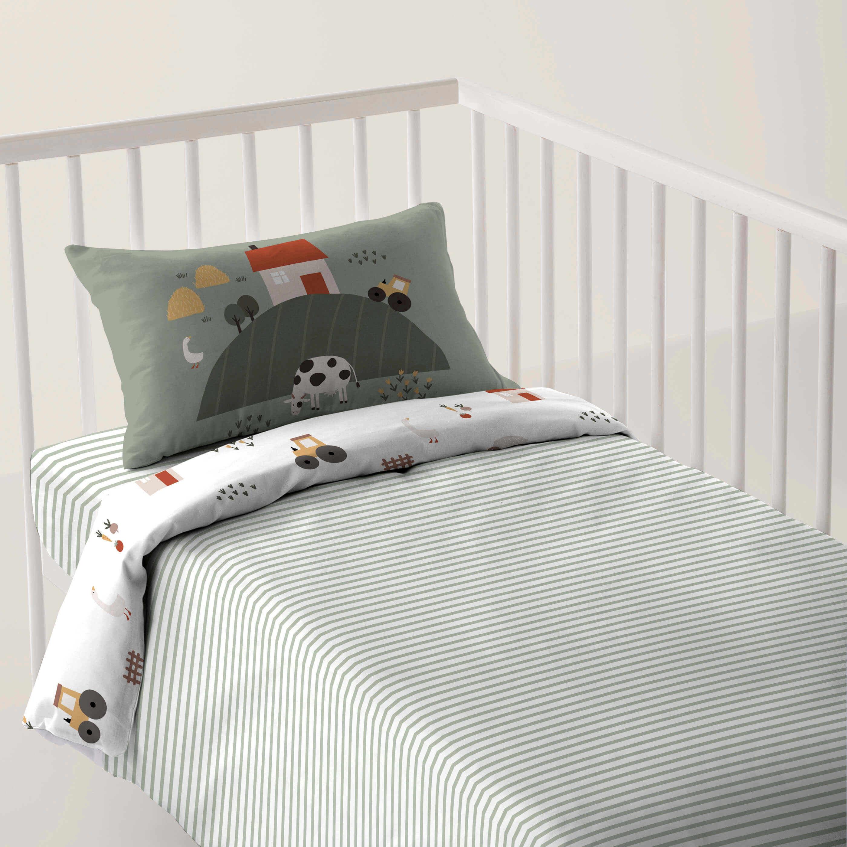 FUNDA NÓRDICA REVERSIBLE CUNA BEBÉ FARM LIFE 100% ALGODÓN