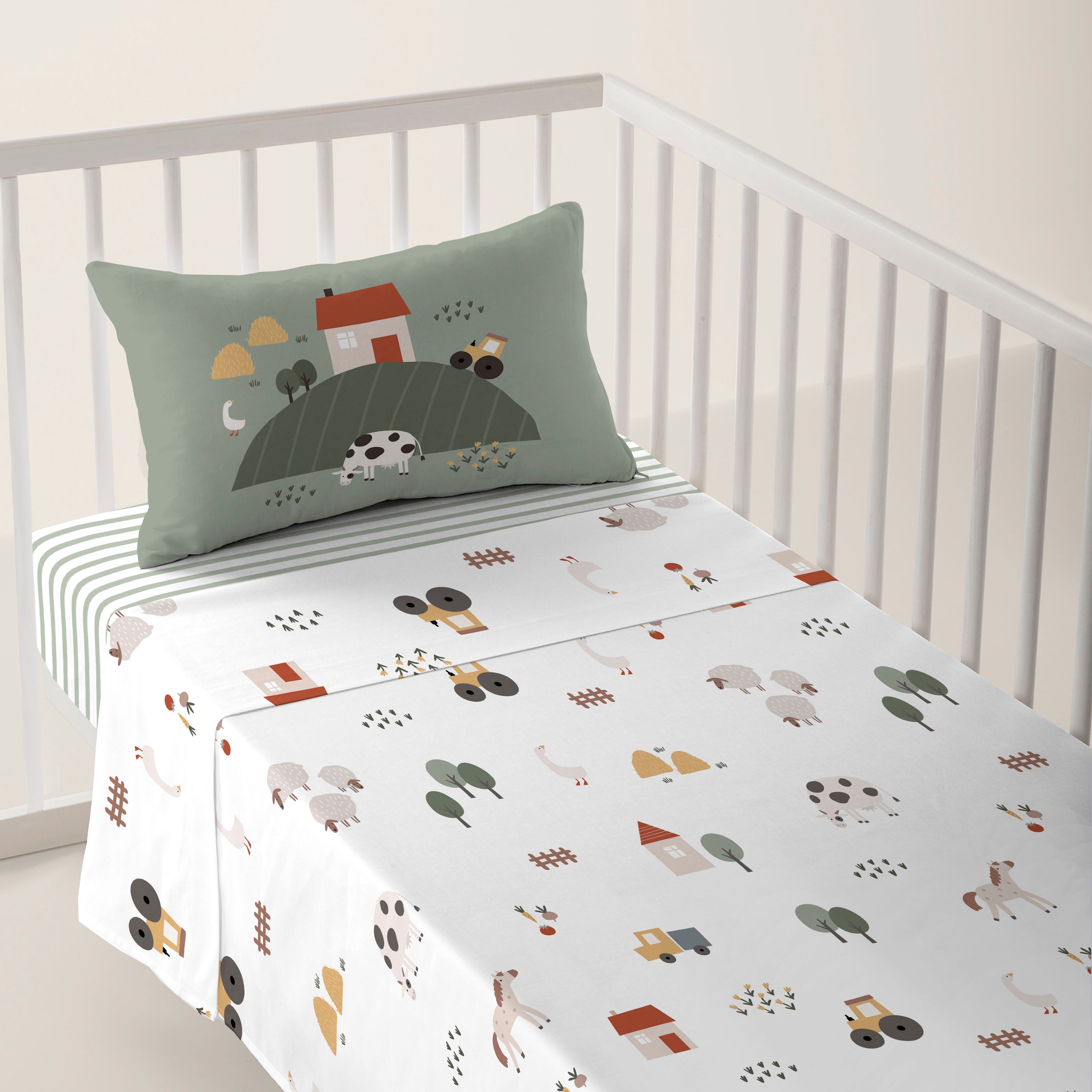 JUEGO DE SÁBANAS CUNA BEBÉ FARM LIFE 100% ALGODÓN