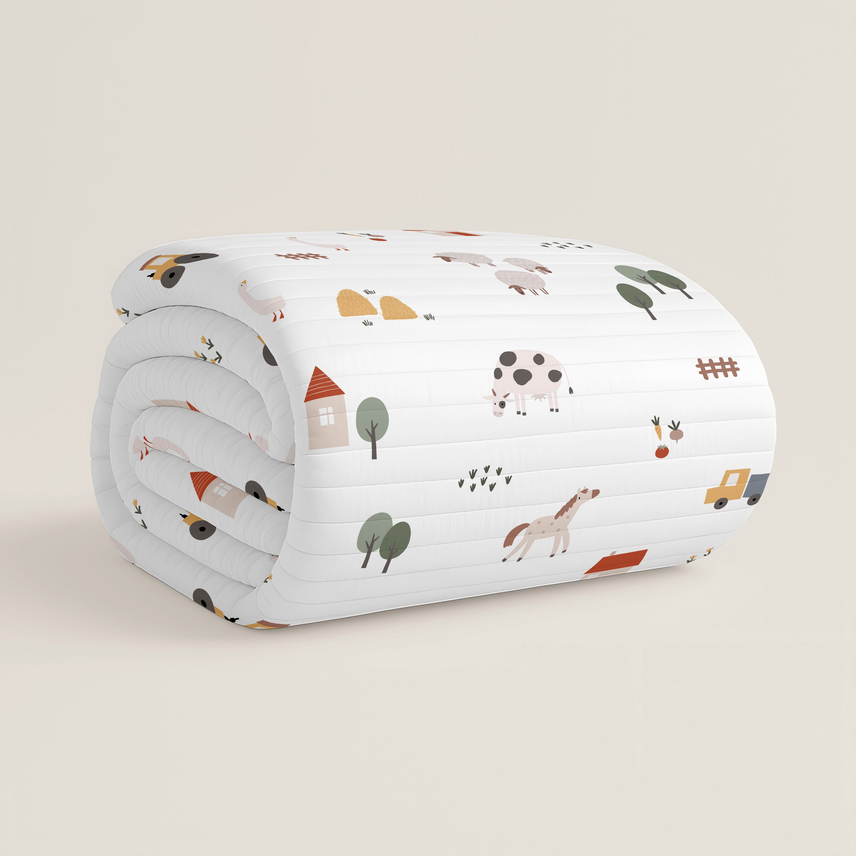 COLCHA BOUTI REVERSIBLE CUNA BEBÉ FARM LIFE 100% ALGODÓN