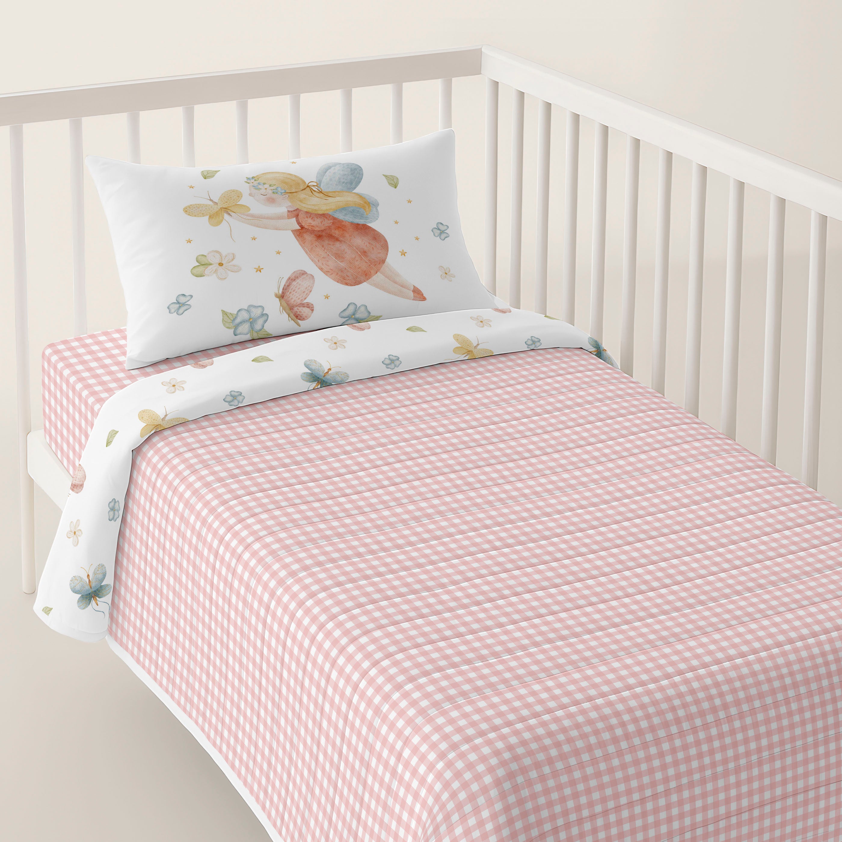 COLCHA BOUTI REVERSIBLE CUNA BEBÉ LORIAN 100% ALGODÓN