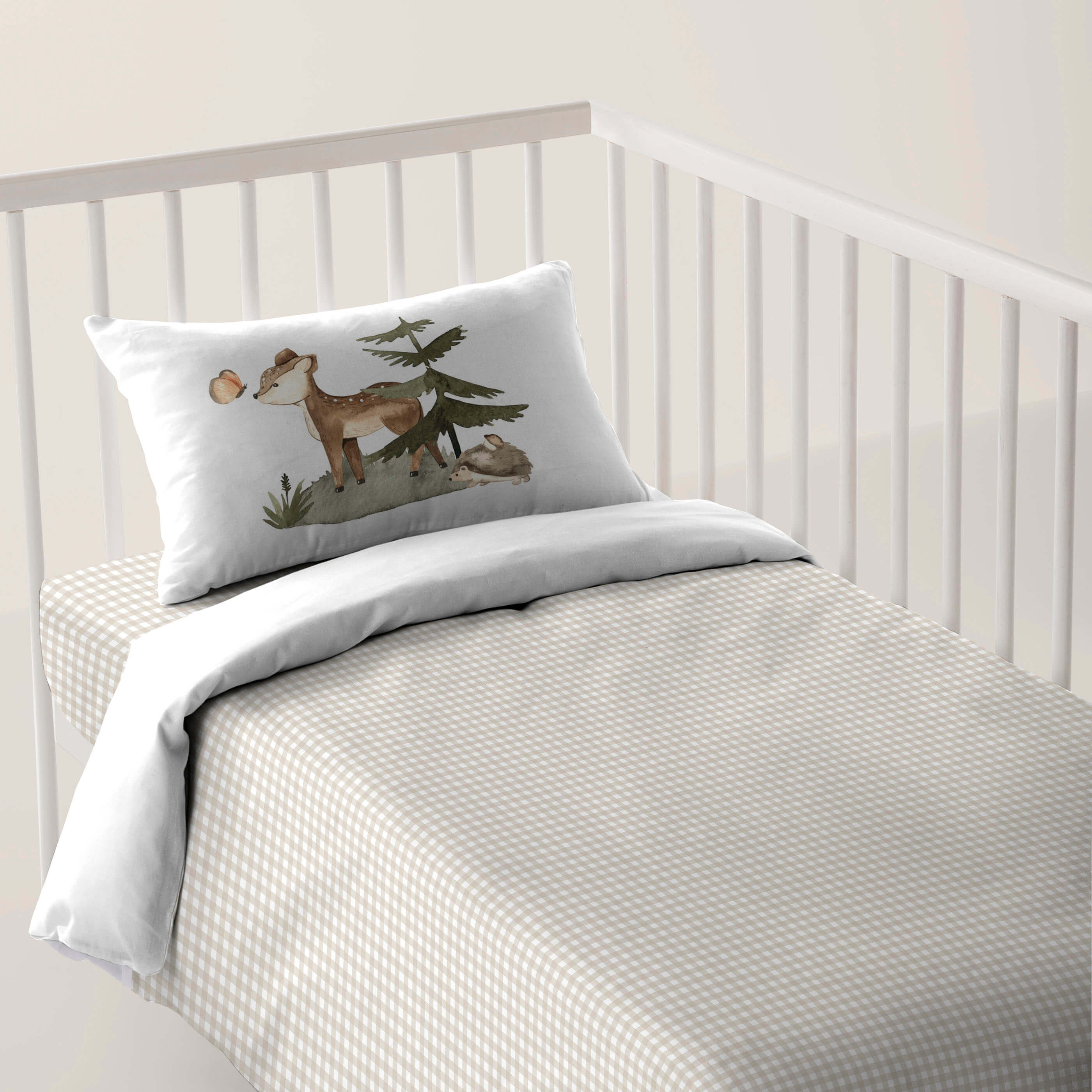 FUNDA NÓRDICA REVERSIBLE CUNA BEBÉ WOODLAND 100% ALGODÓN