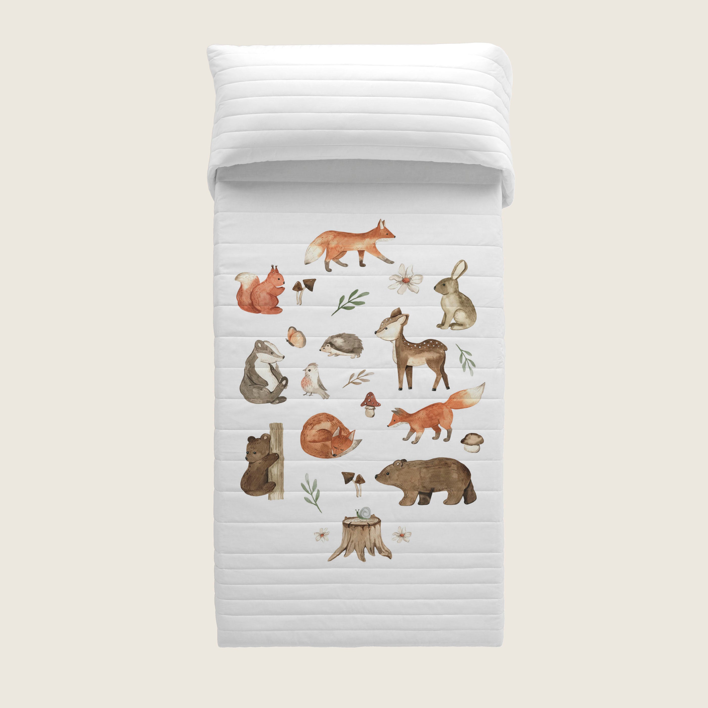 COLCHA BOUTI REVERSIBLE CUNA BEBÉ WOODLAND 100% ALGODÓN