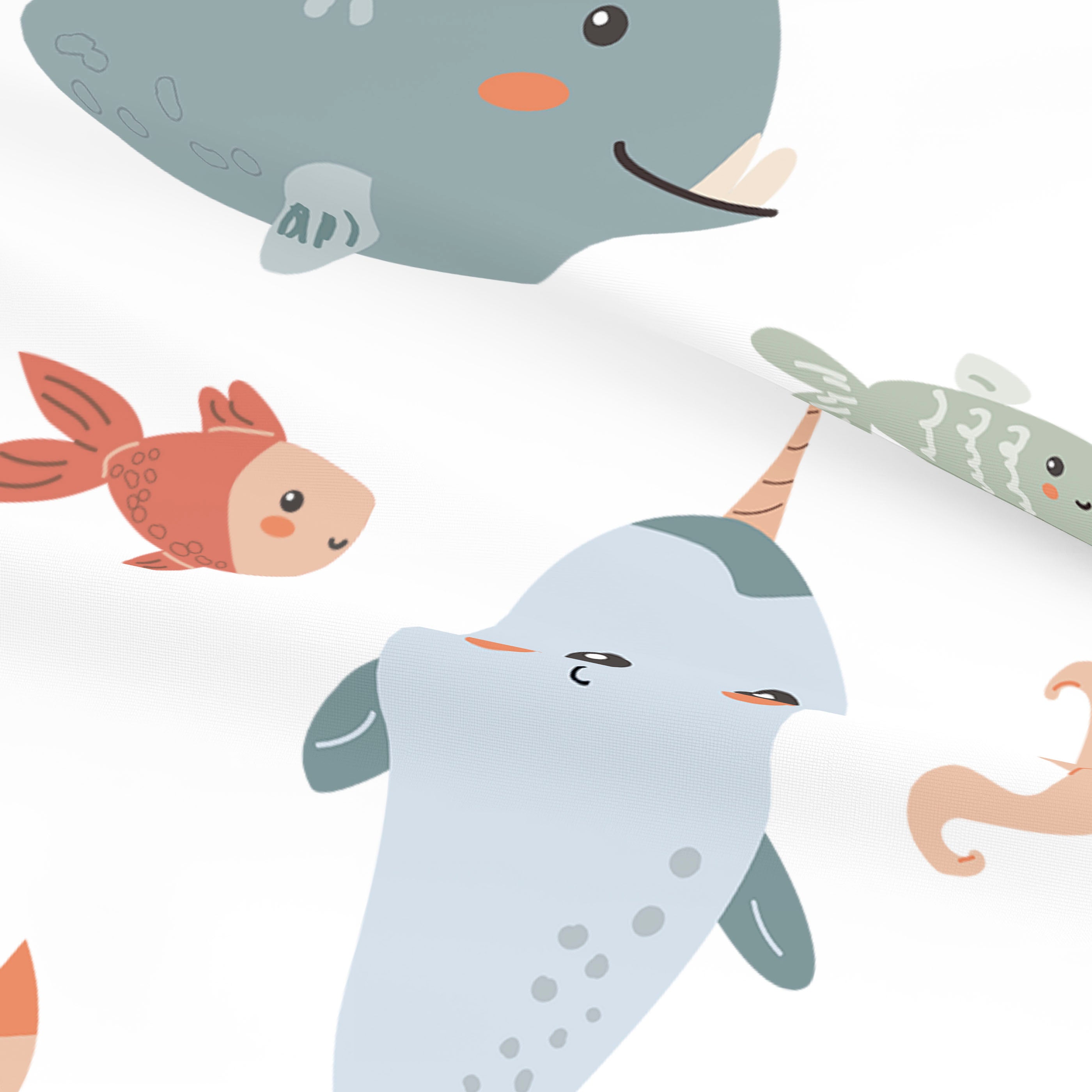 JUEGO DE SÁBANAS CUNA BEBÉ OCEAN LIFE 100% ALGODÓN